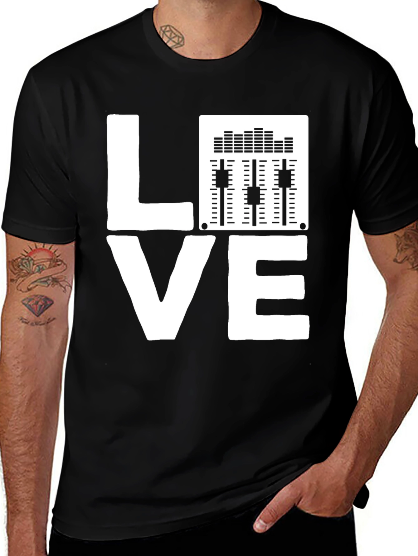 Variant 27 of Love Music Mixer T-Shirt - DJ Audio Mixing Tee