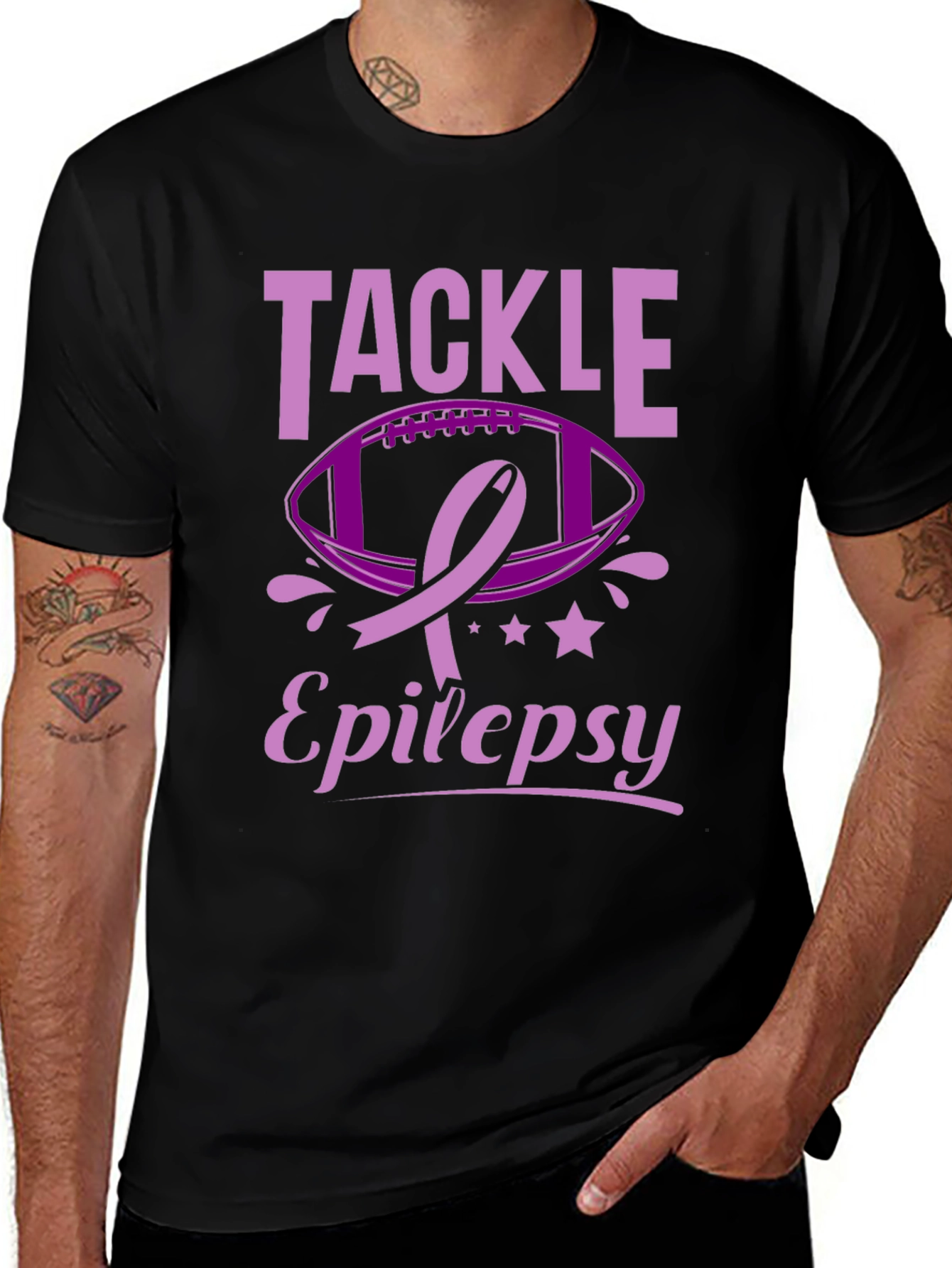 Tackle Epilepsy Awareness T-Shirt Purple Ribbon