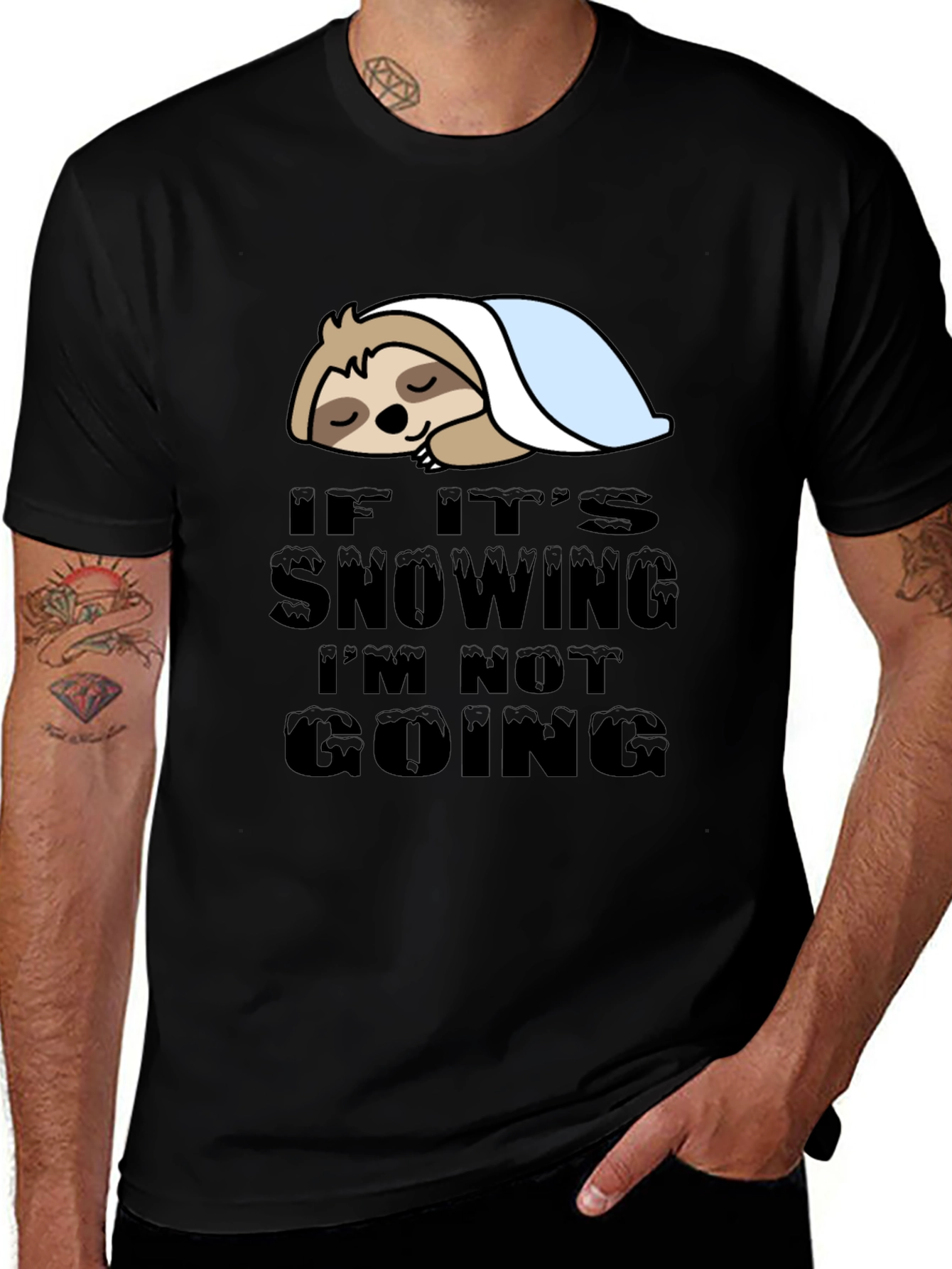 Variant 15 of Lazy Sloth 'If It's Snowing' Graphic T-Shirt
