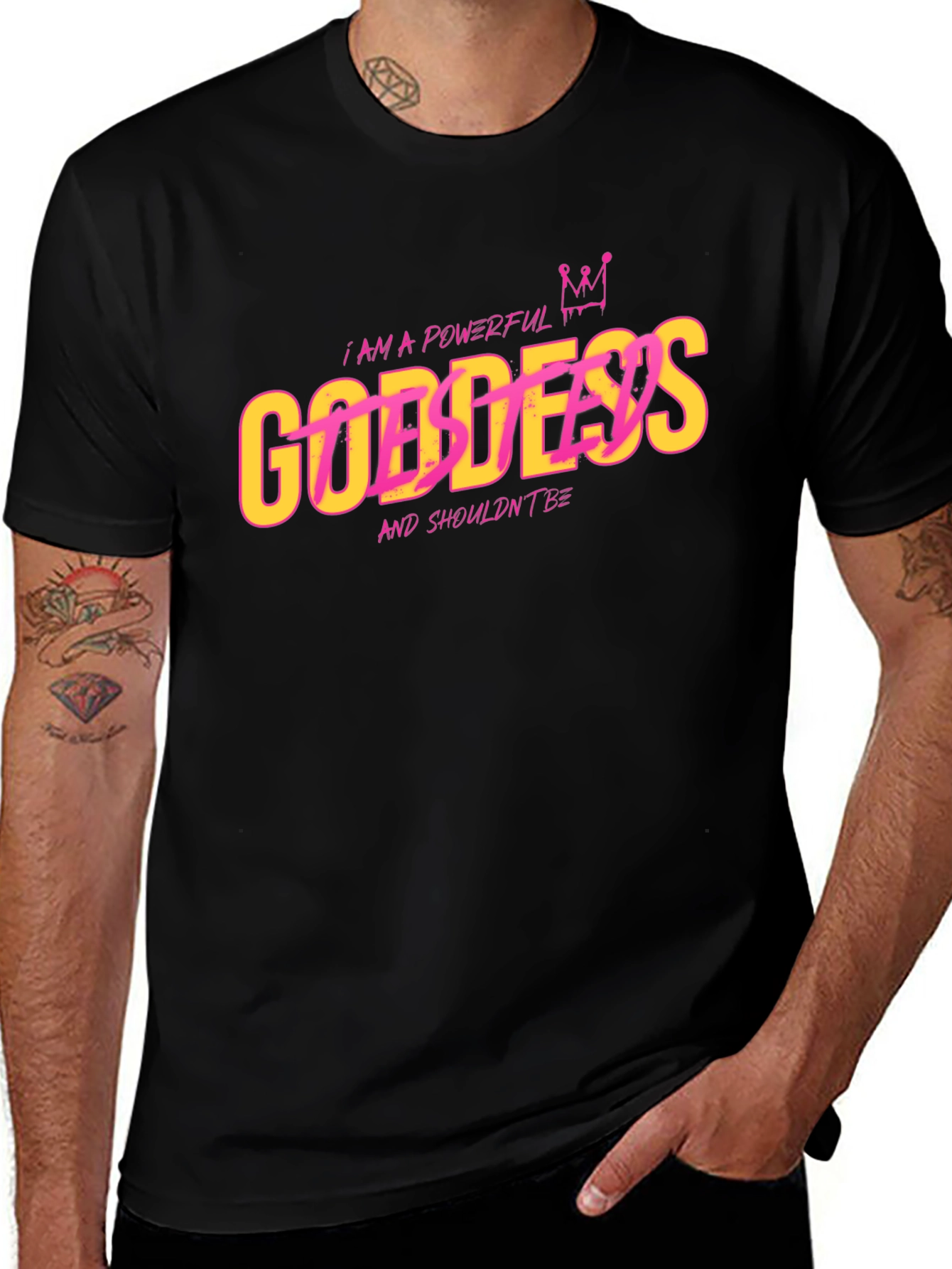 Variant 25 of Powerful Goddess Graphic T-Shirt - Black