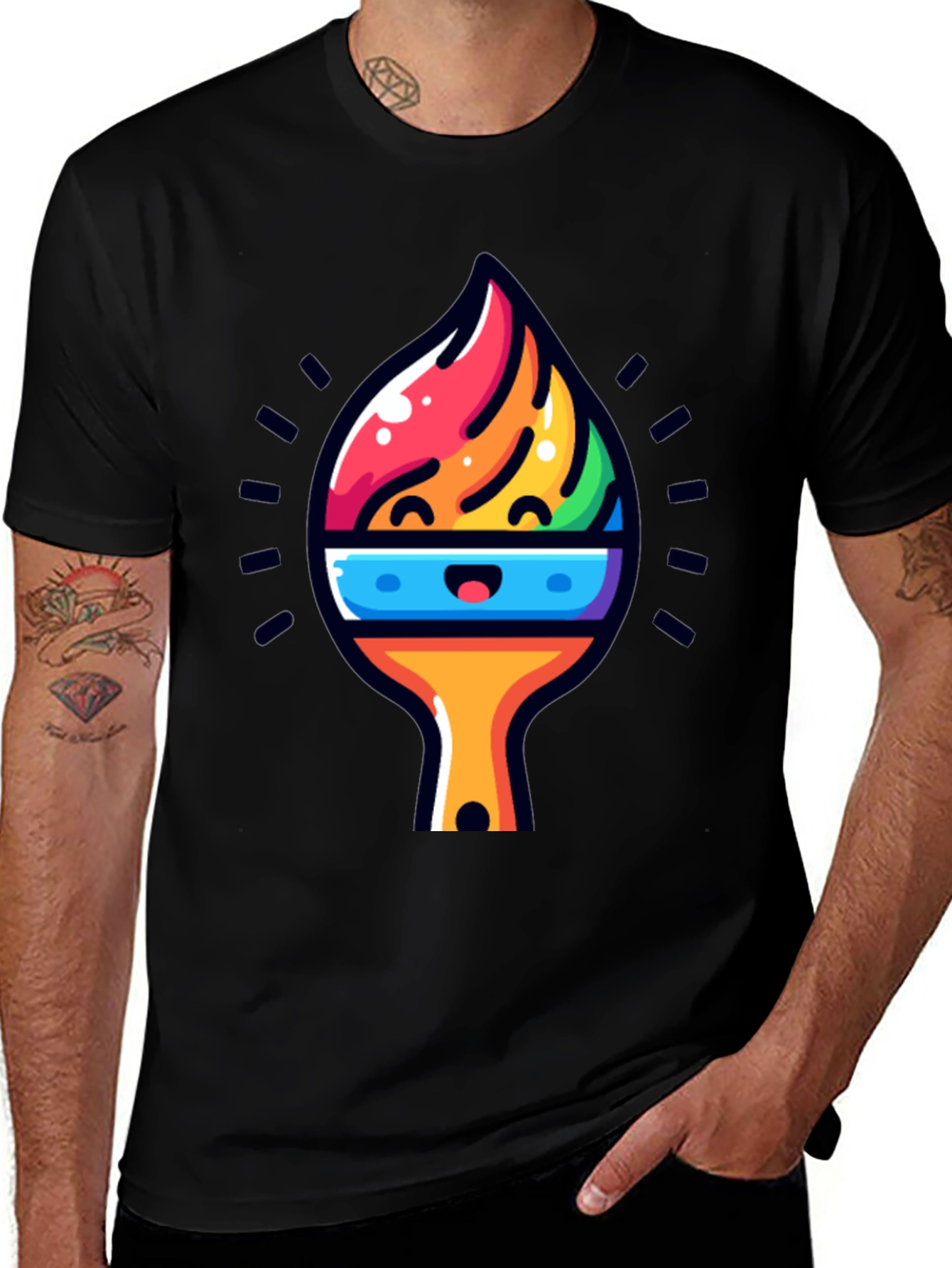 Variant 19 of Funky Paintbrush Graphic Tee - Artistic Design