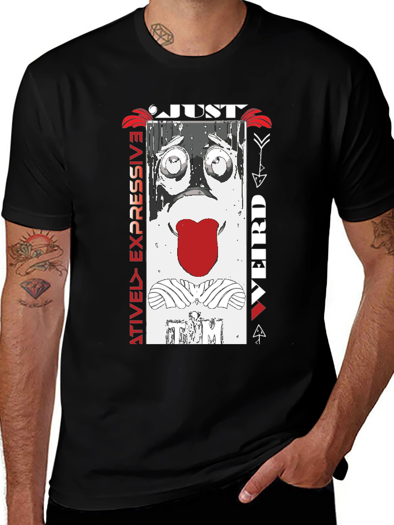Variant 16 of Just Weird Expressive Graphic Tee - Unisex Black T-Shirt