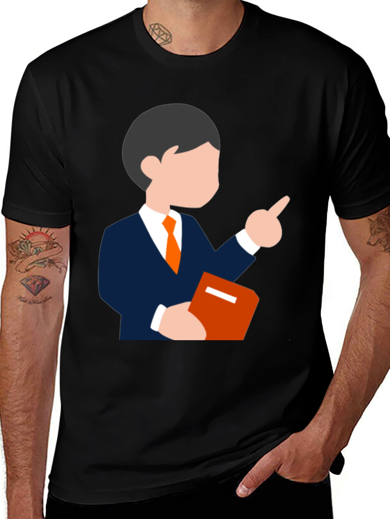 Variant 10 of Cartoon Teacher Graphic Tee - Black T-Shirt