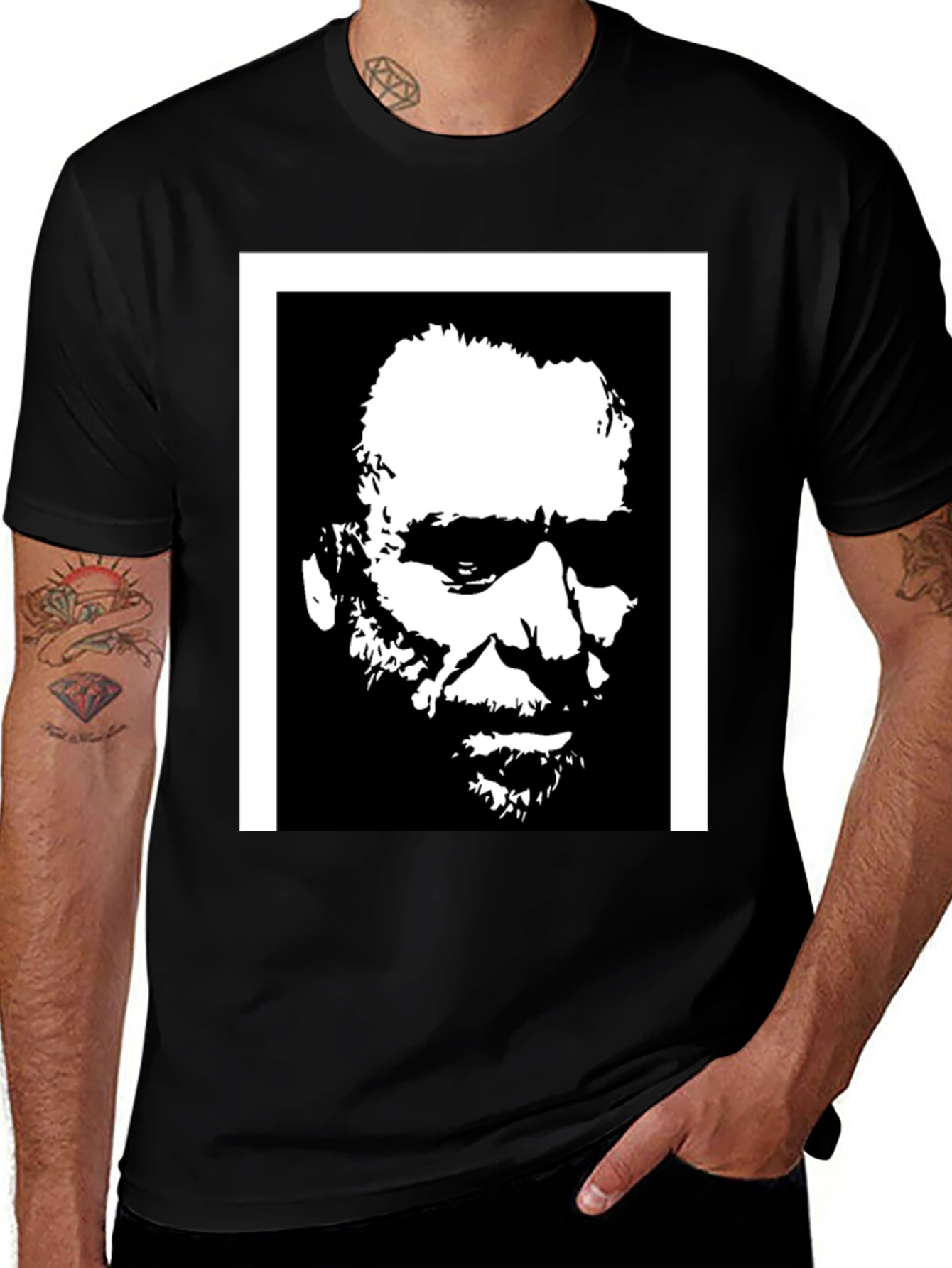 Black Black T-Shirt with Portrait Graphic main image