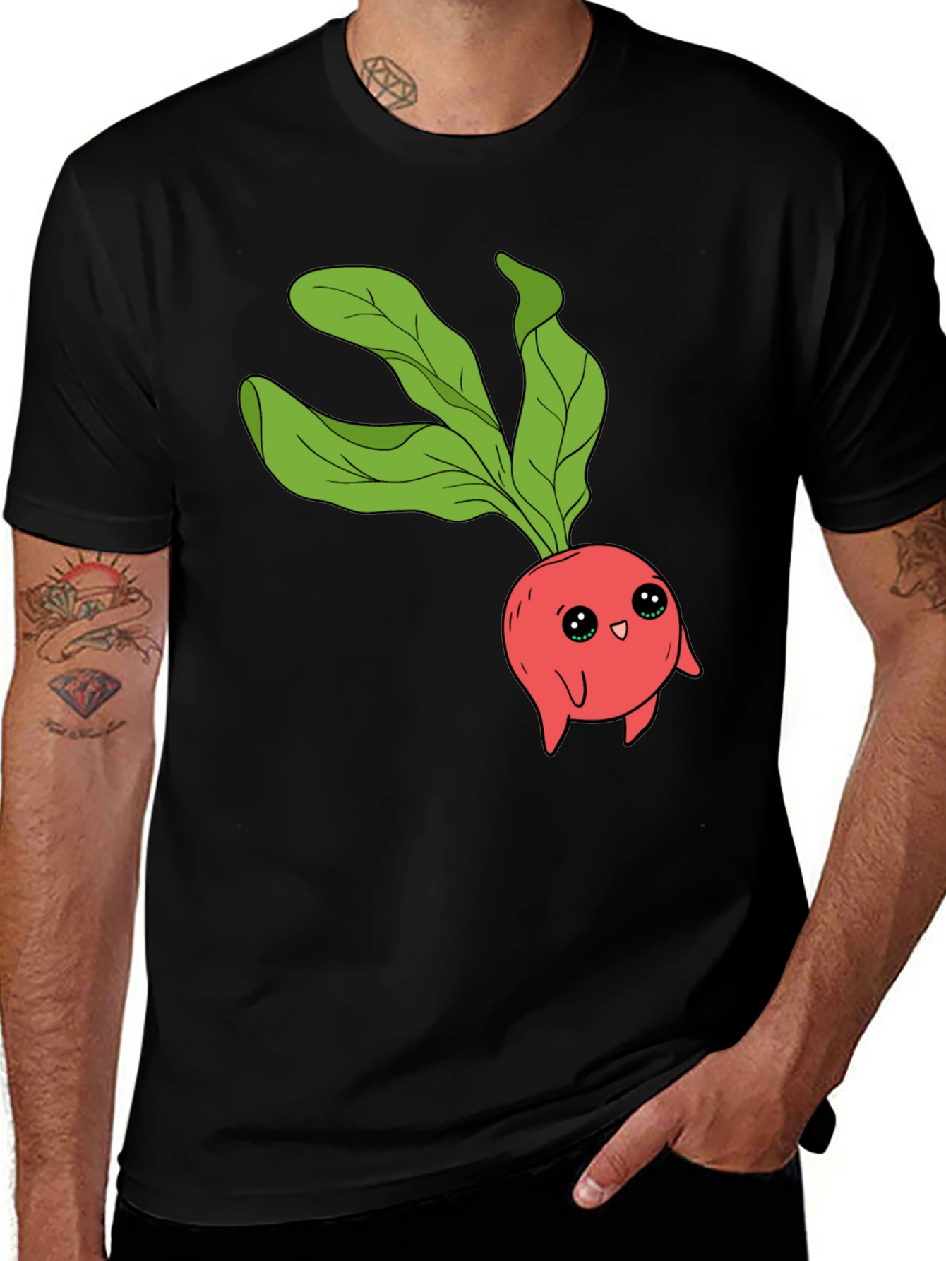 Cute Radish Graphic T-Shirt - Unisex Black Tee