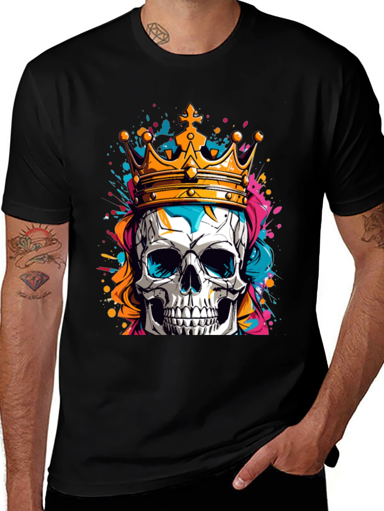 Variant 13 of Skull King Graphic Tee - Cool Crown Design