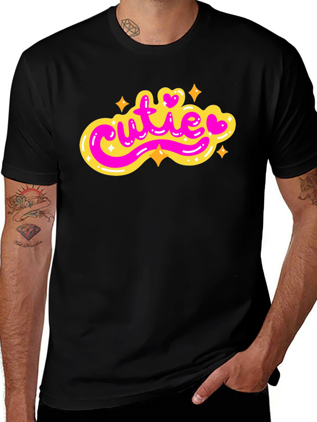 Variant 7 of Cutie Graphic Tee - Stylish Black T-Shirt