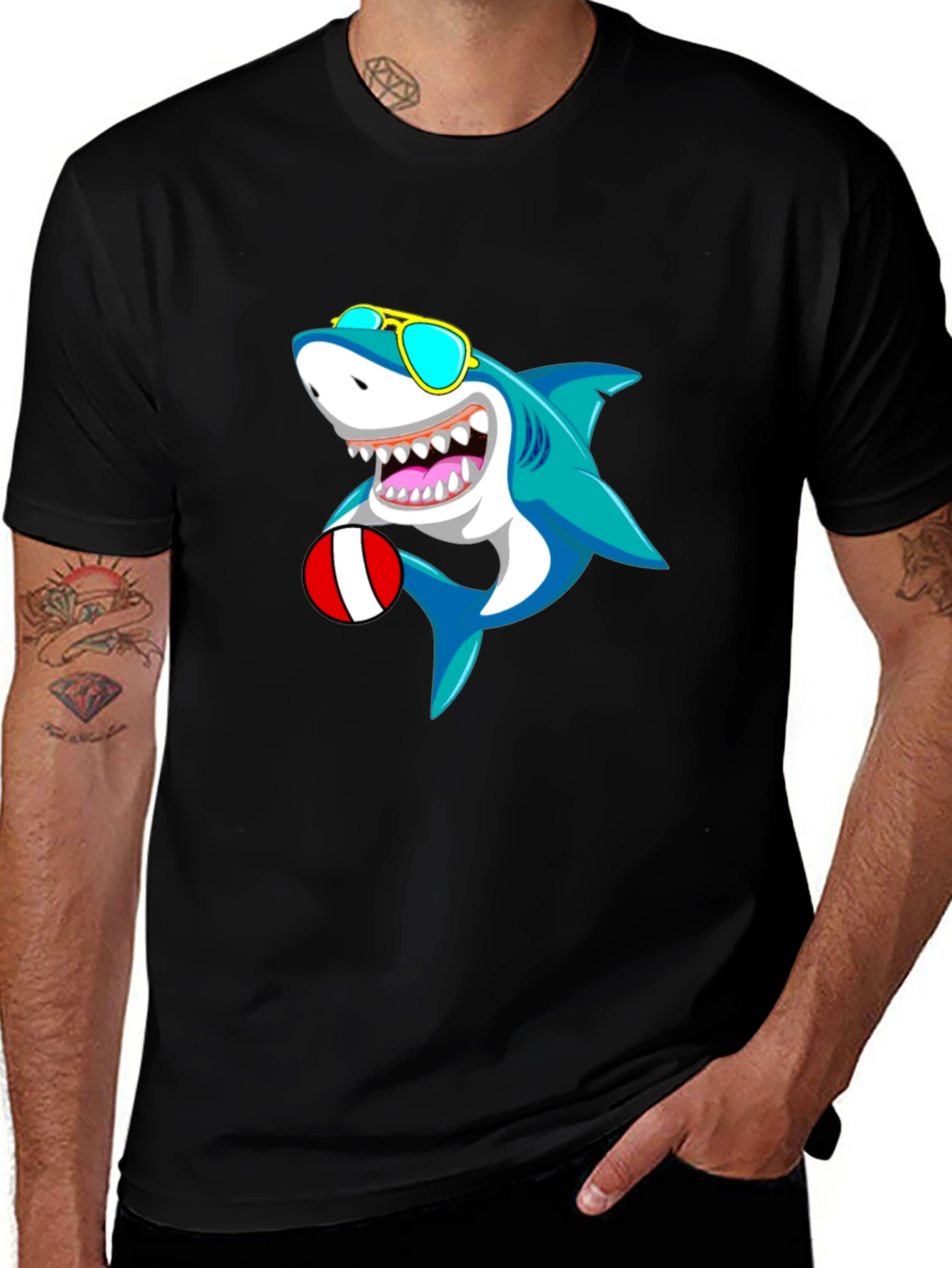 Variant 9 of Cool Shark Graphic Tee - Black Cotton T-Shirt