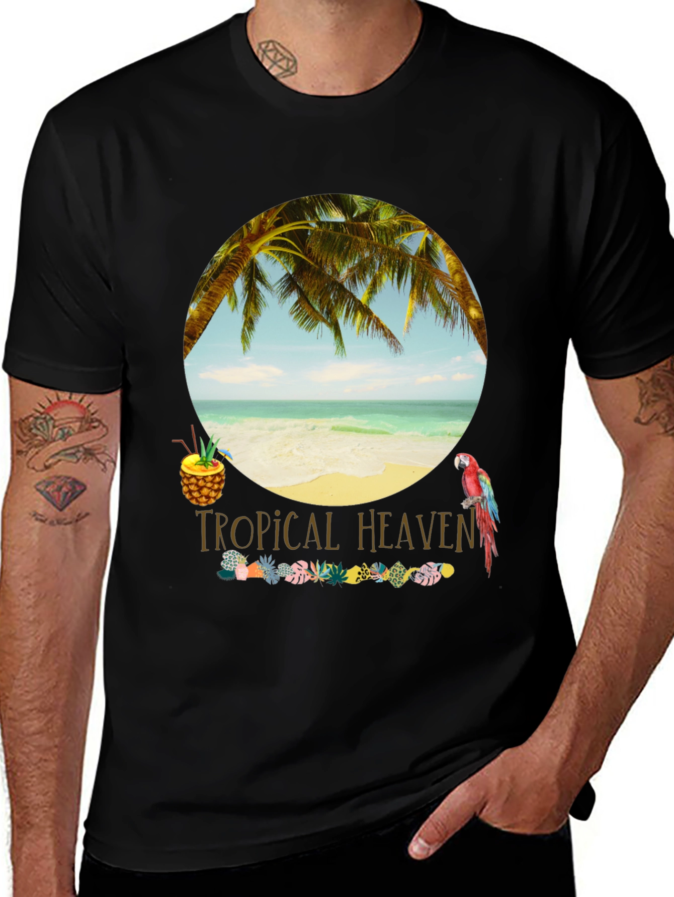 Variant 11 of Tropical Heaven Black T-Shirt