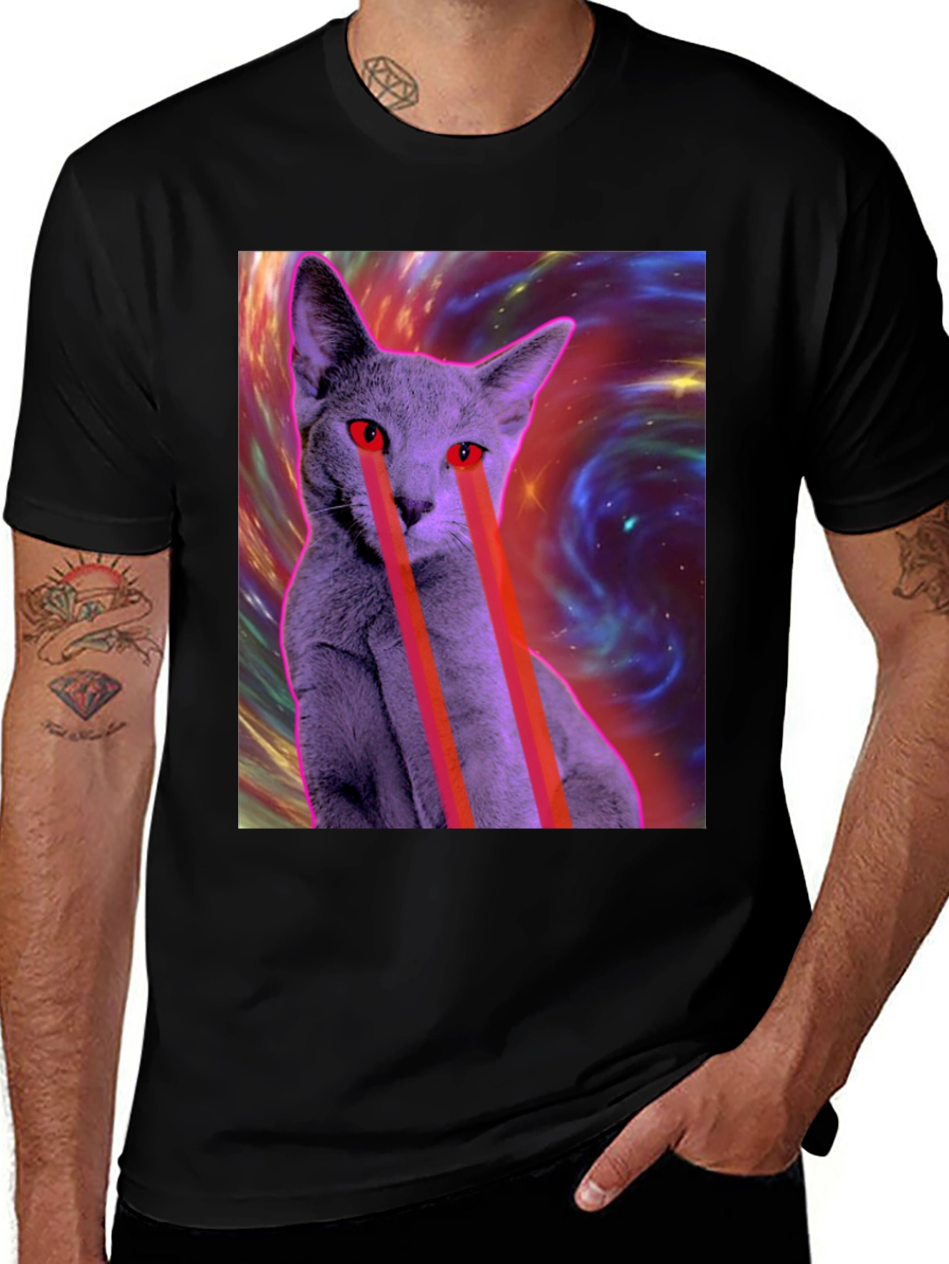 Variant 20 of Laser Cat T-Shirt - Cosmic Kitten Tee