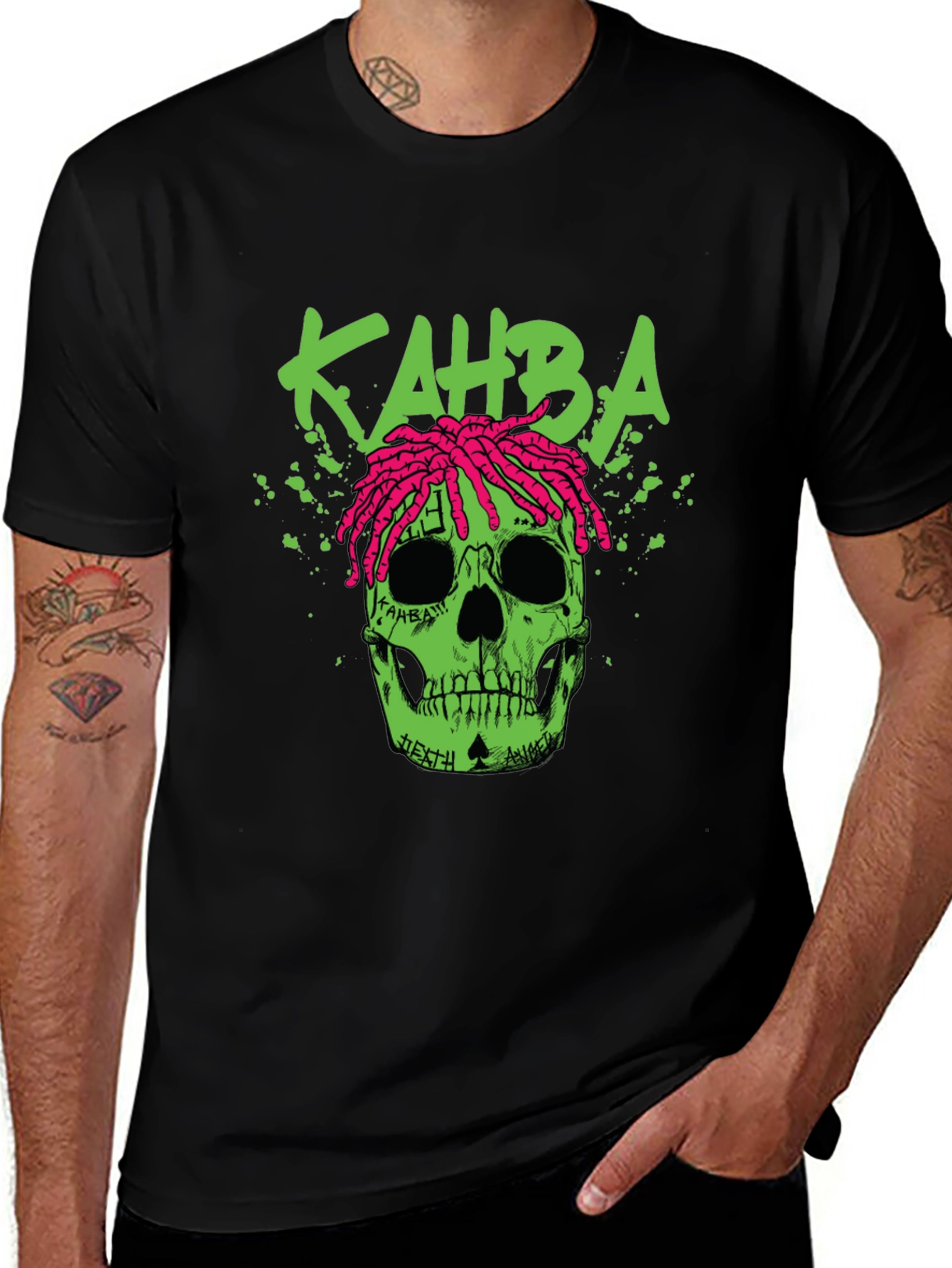 Variant 6 of Kahba Skull Graphic Print T-Shirt - Black