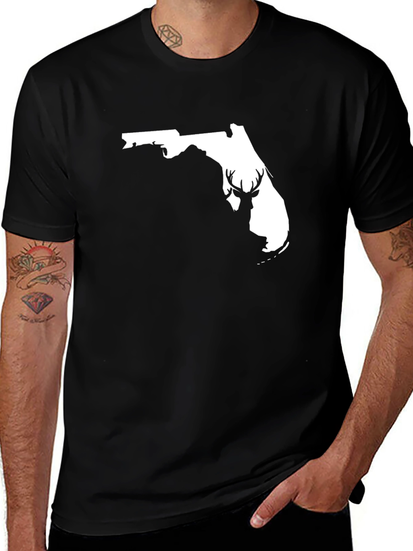 Variant 3 of Florida Deer Graphic Tee - Black T-Shirt