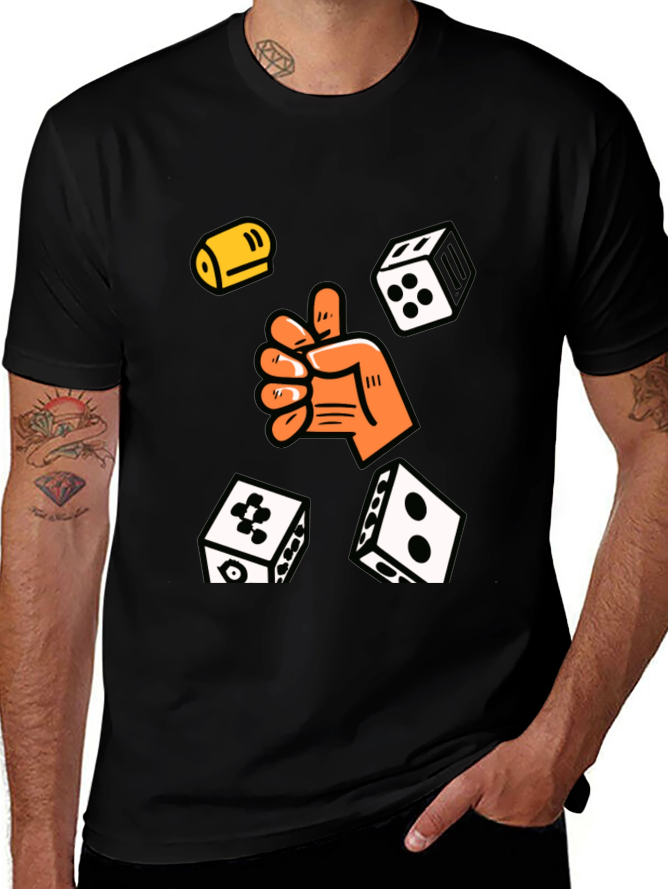 Lucky Dice Graphic Tee - Black Cotton Blend