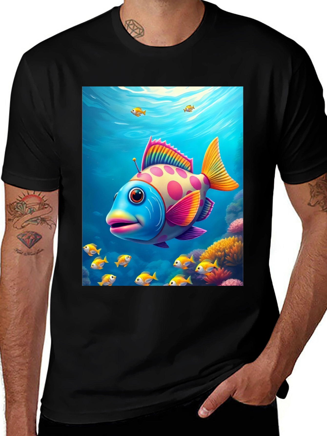 Variant 25 of Colorful Fish Graphic Tee - Ocean Life Design
