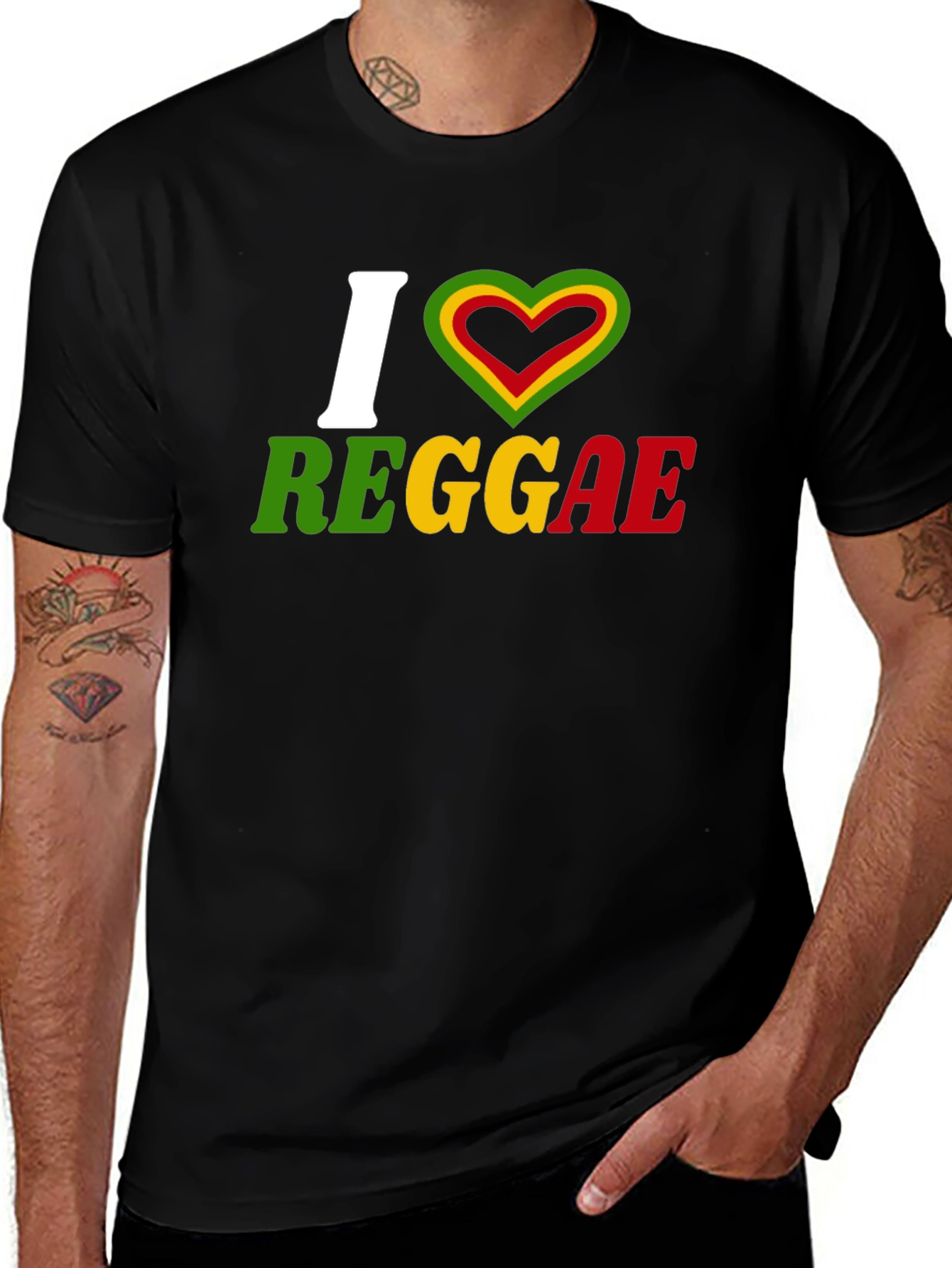 Variant 23 of I Love Reggae Graphic T-Shirt