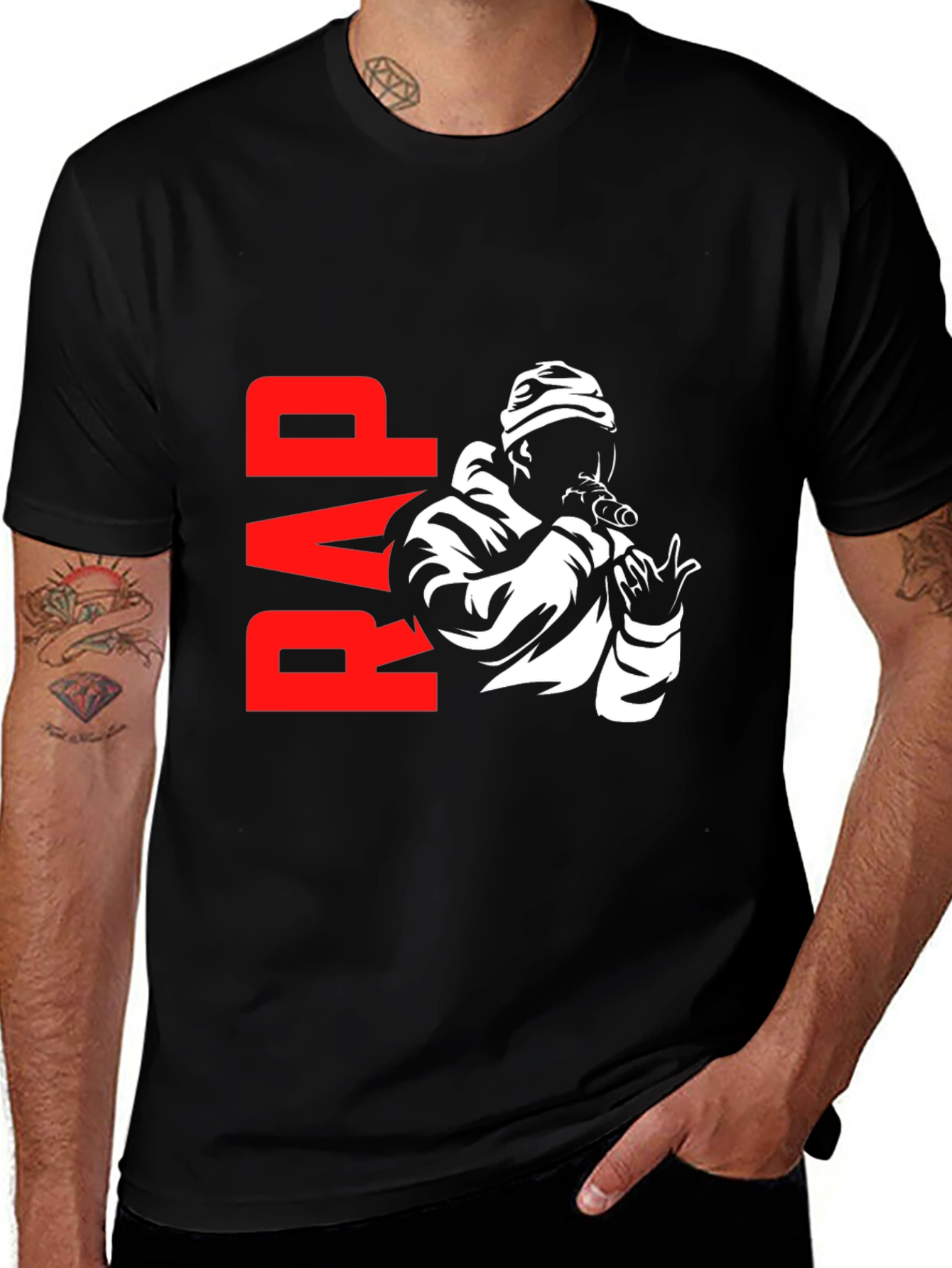 Variant 26 of Rap Music T-Shirt - Black Hip Hop Style Tee
