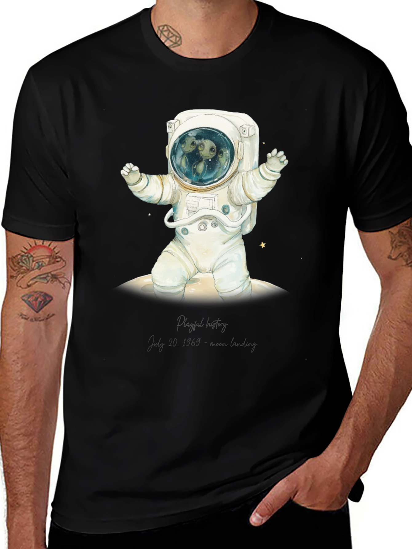 Variant 2 of Astronaut Graphic Tee - Space Alien Crew