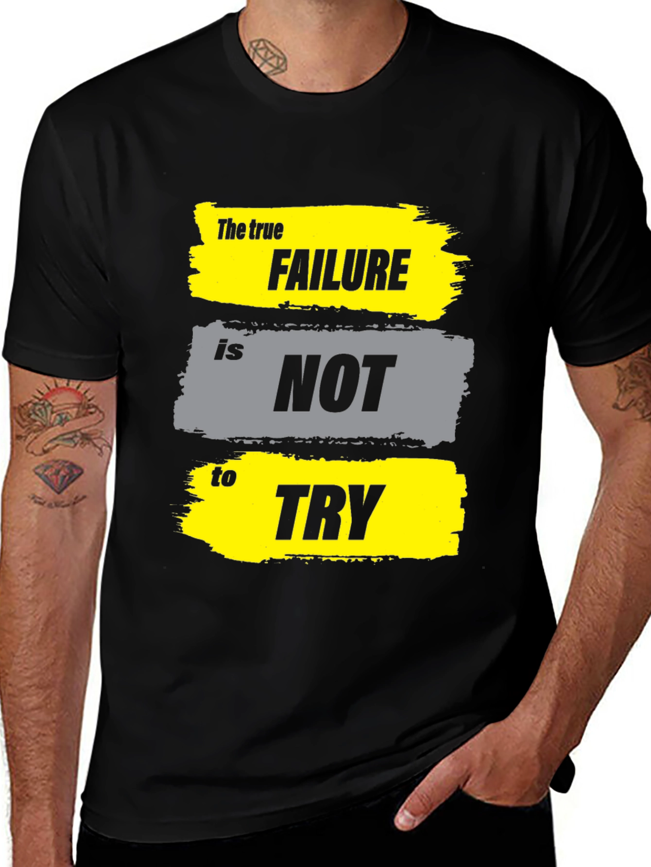Variant 11 of Motivational T-Shirt - Failure is Not to Try - Black