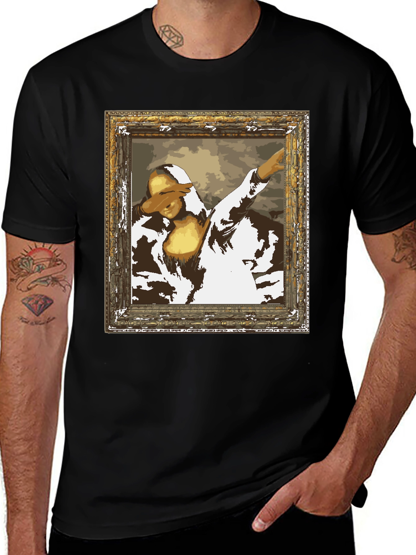 Dabbing Mona Lisa Graphic Tee - Trendy Art Shirt
