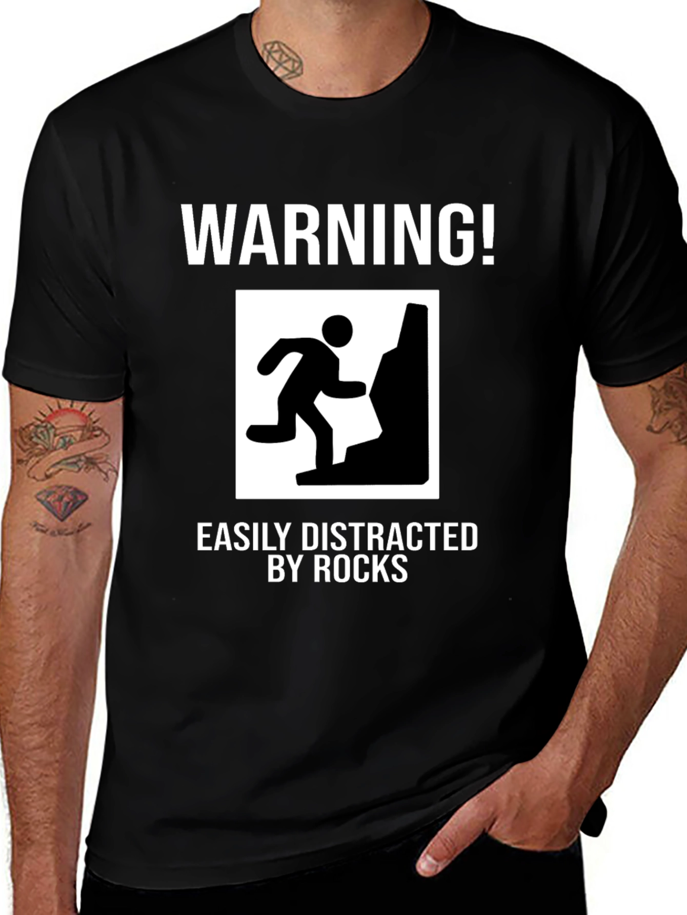 Variant 19 of Warning Easily Distracted by Rocks Funny T-Shirt