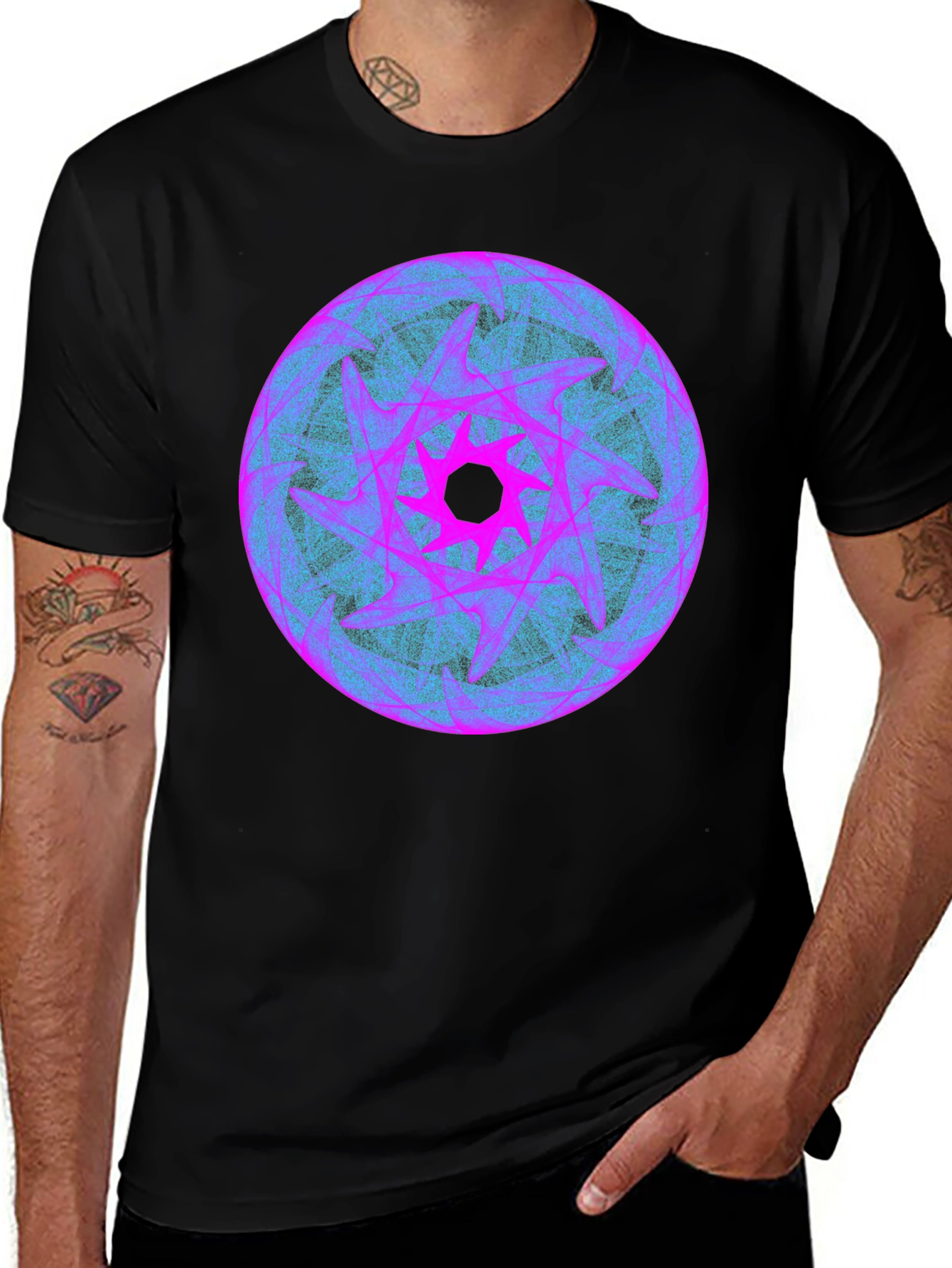 Variant 20 of Abstract Graphic Print Black Crew Neck T-Shirt