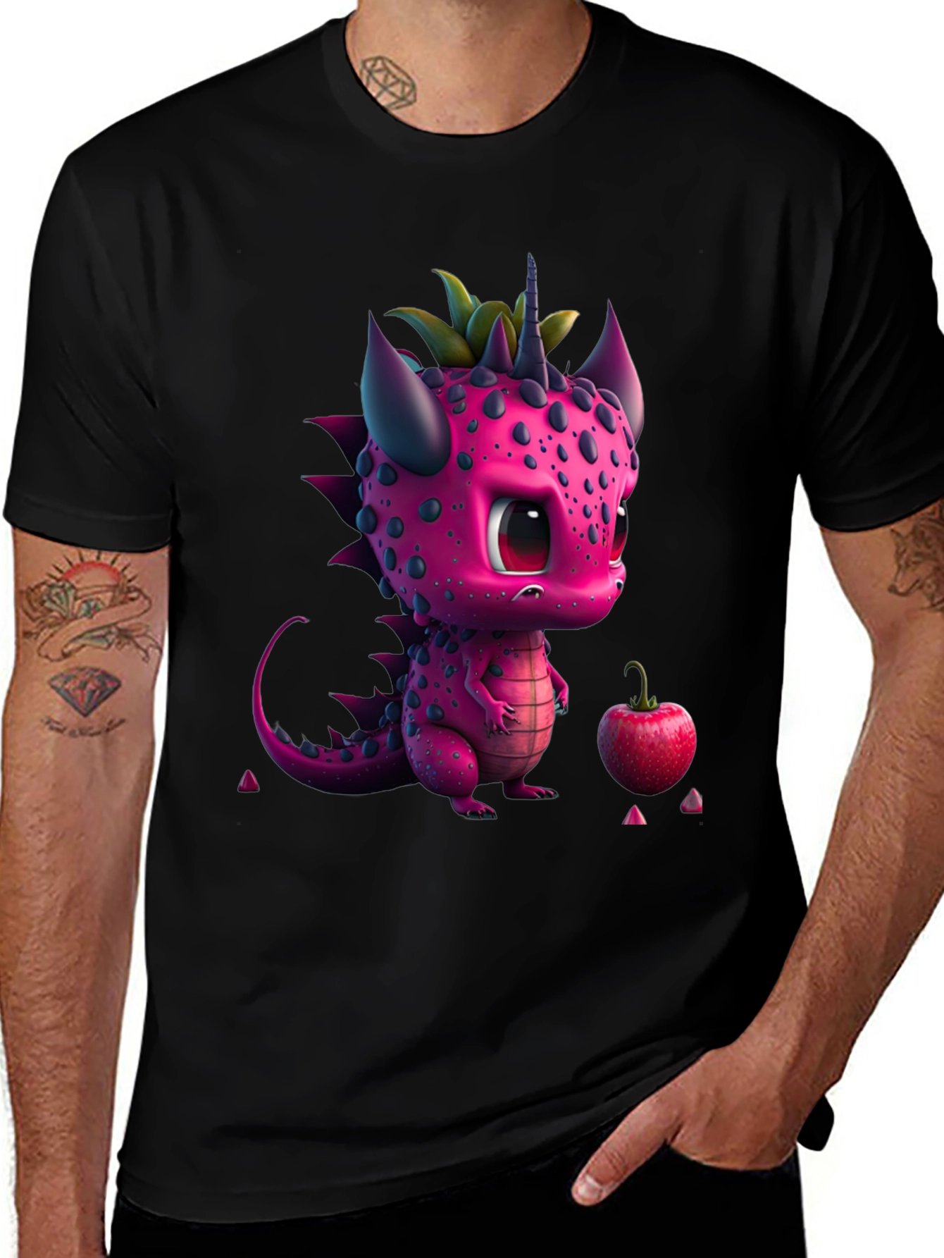 Variant 26 of Cute Pink Dragon Graphic Tee - Whimsical Design