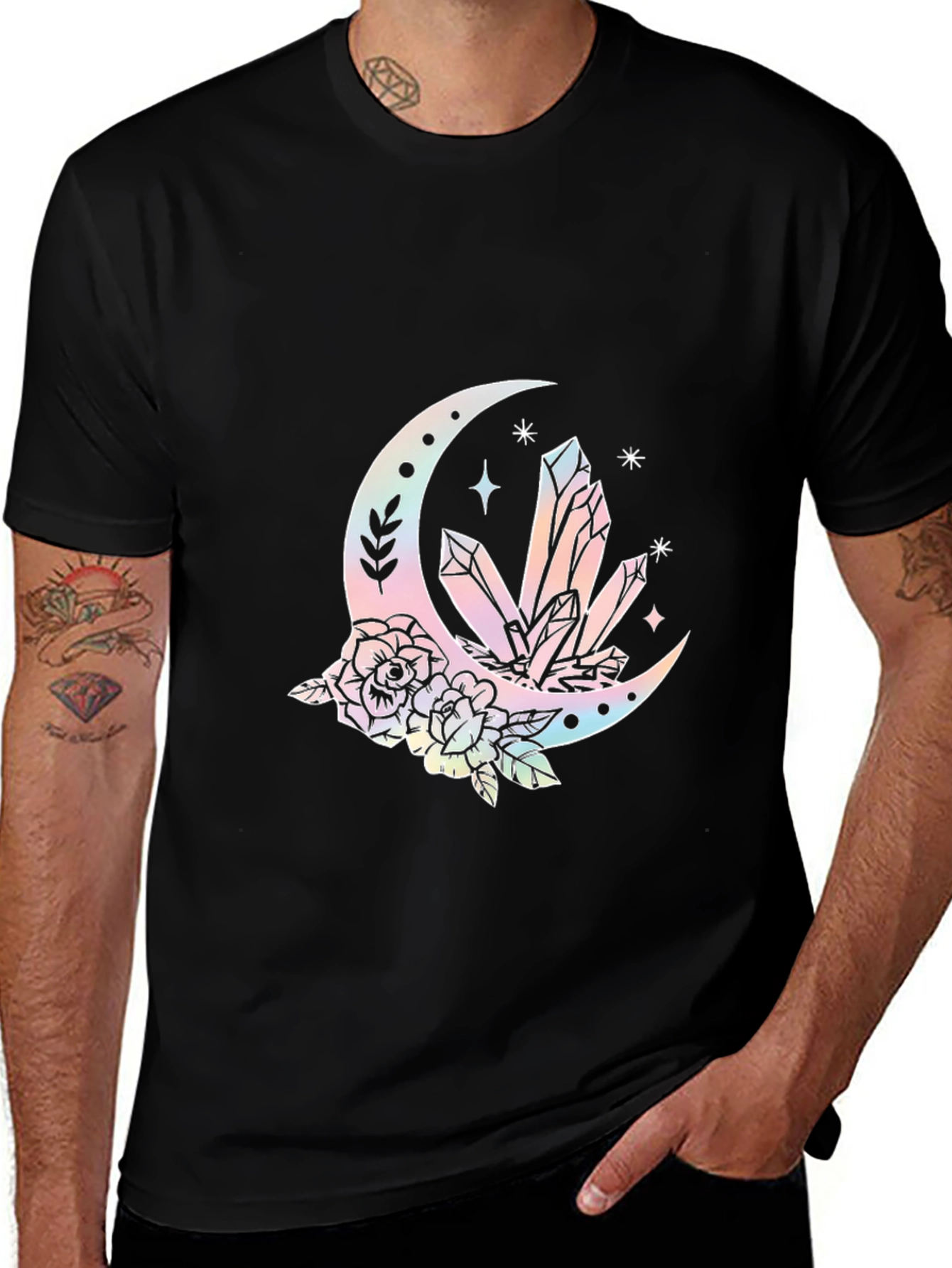 Variant 15 of Crystals and Moon Black T-Shirt