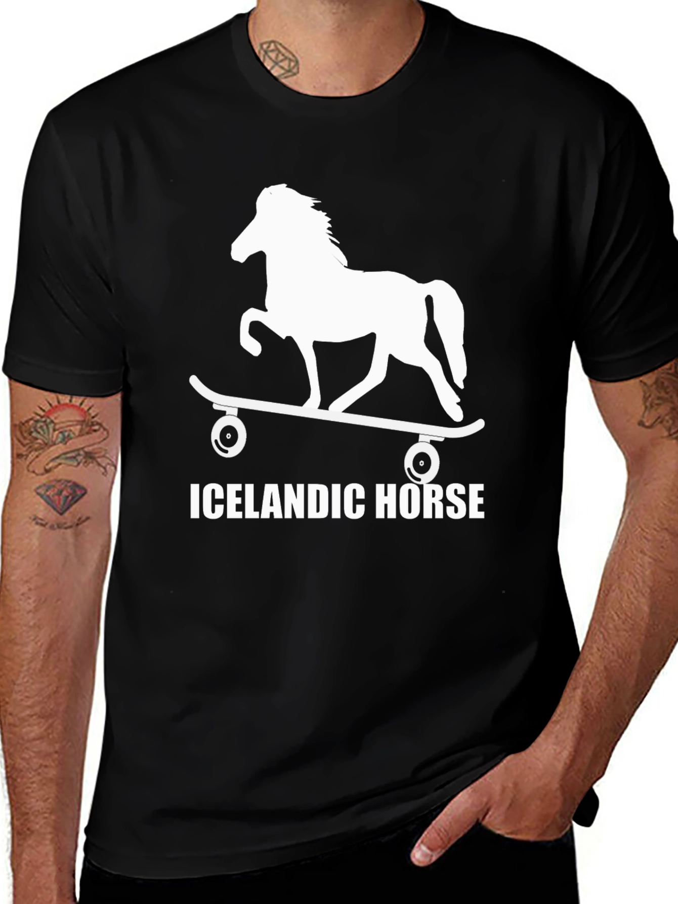 Variant 19 of Icelandic Horse Skateboard T-Shirt - Unique Design