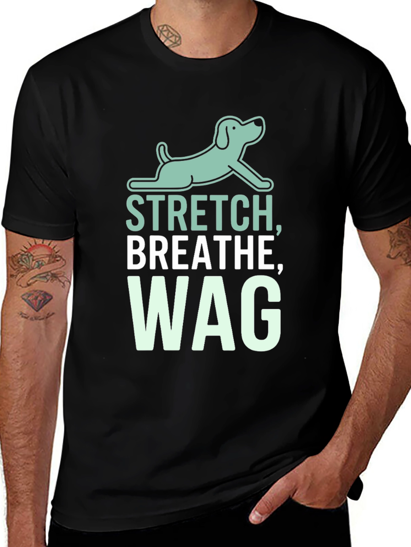 Variant 18 of Stretch, Breathe, Wag Black T-Shirt
