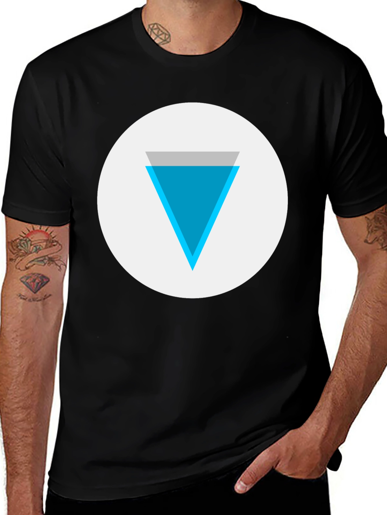 Variant 19 of Geometric Triangle Graphic Tee - Black