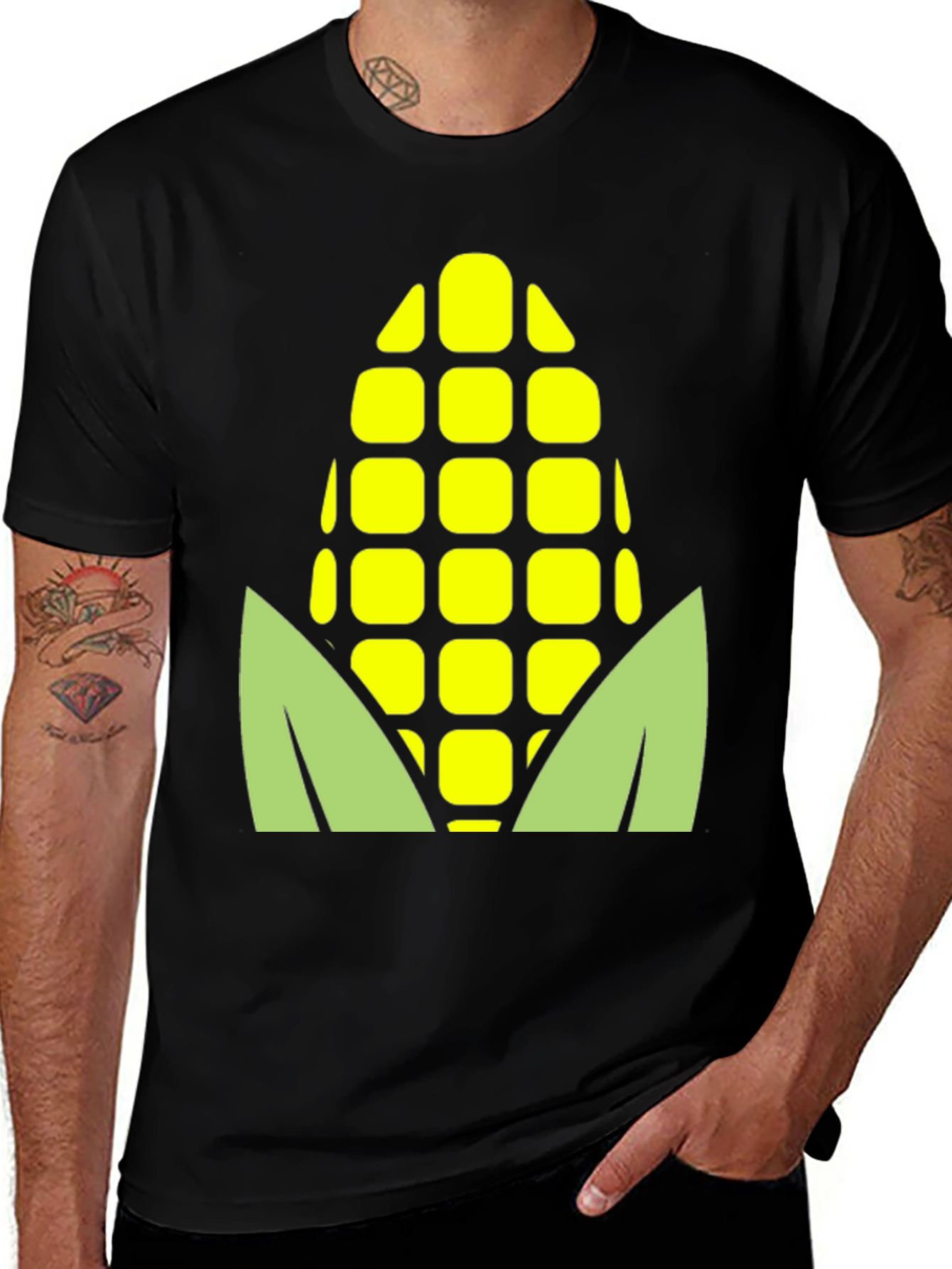 Variant 27 of Corn on the Cob Graphic Tee - Black Cotton T-Shirt