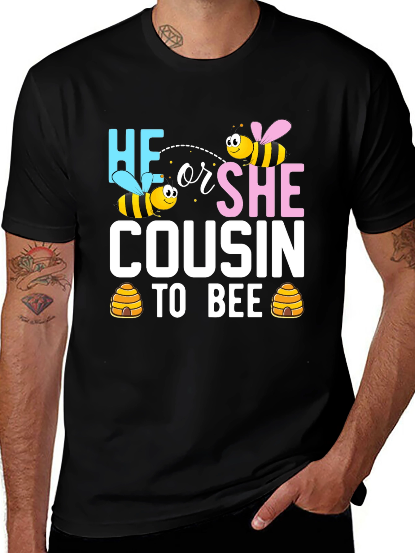 He or She Cousin to Bee Gender Reveal T-Shirt