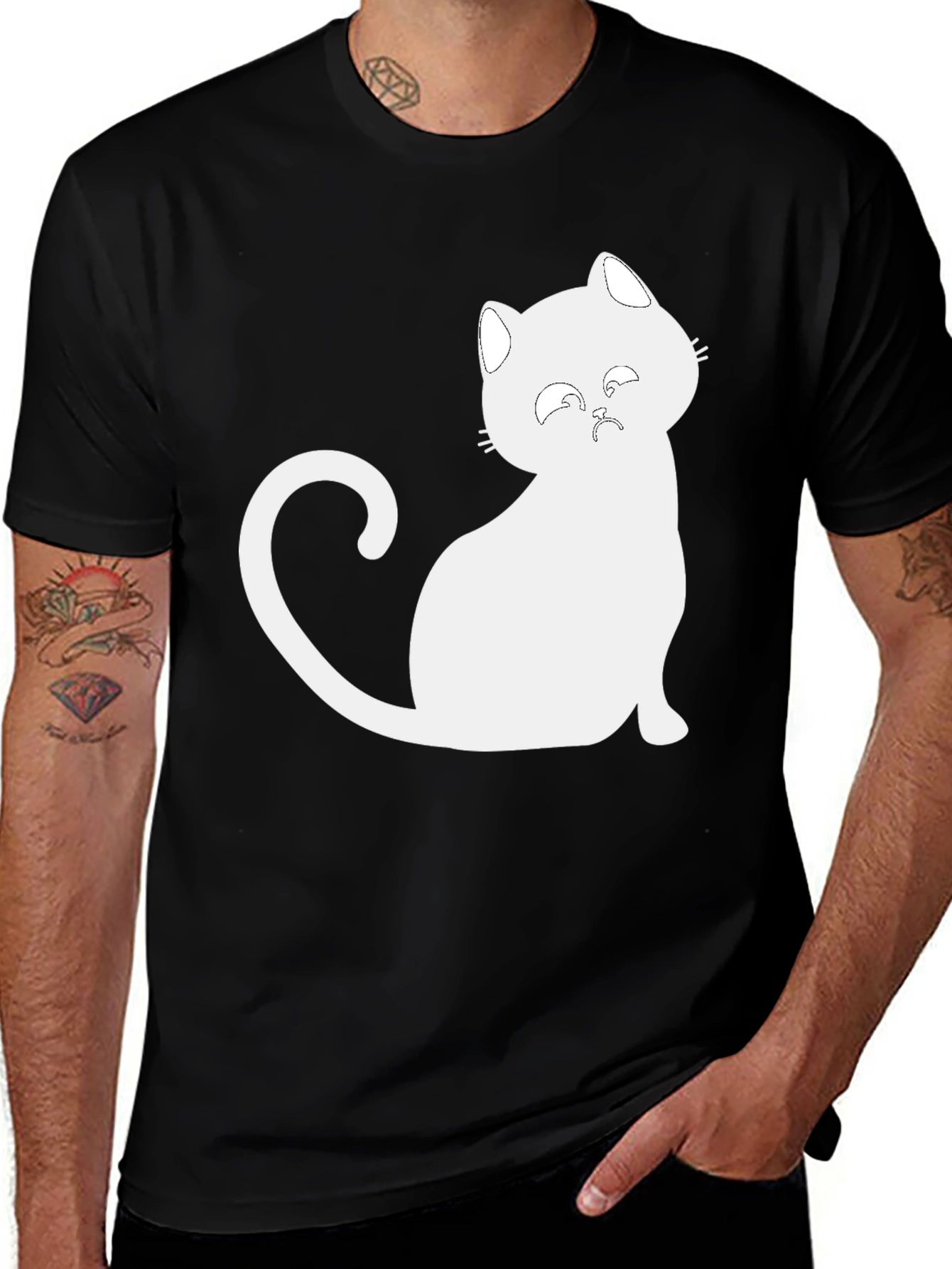 Variant 16 of Black Cat Graphic T-Shirt - Men's Casual Tee