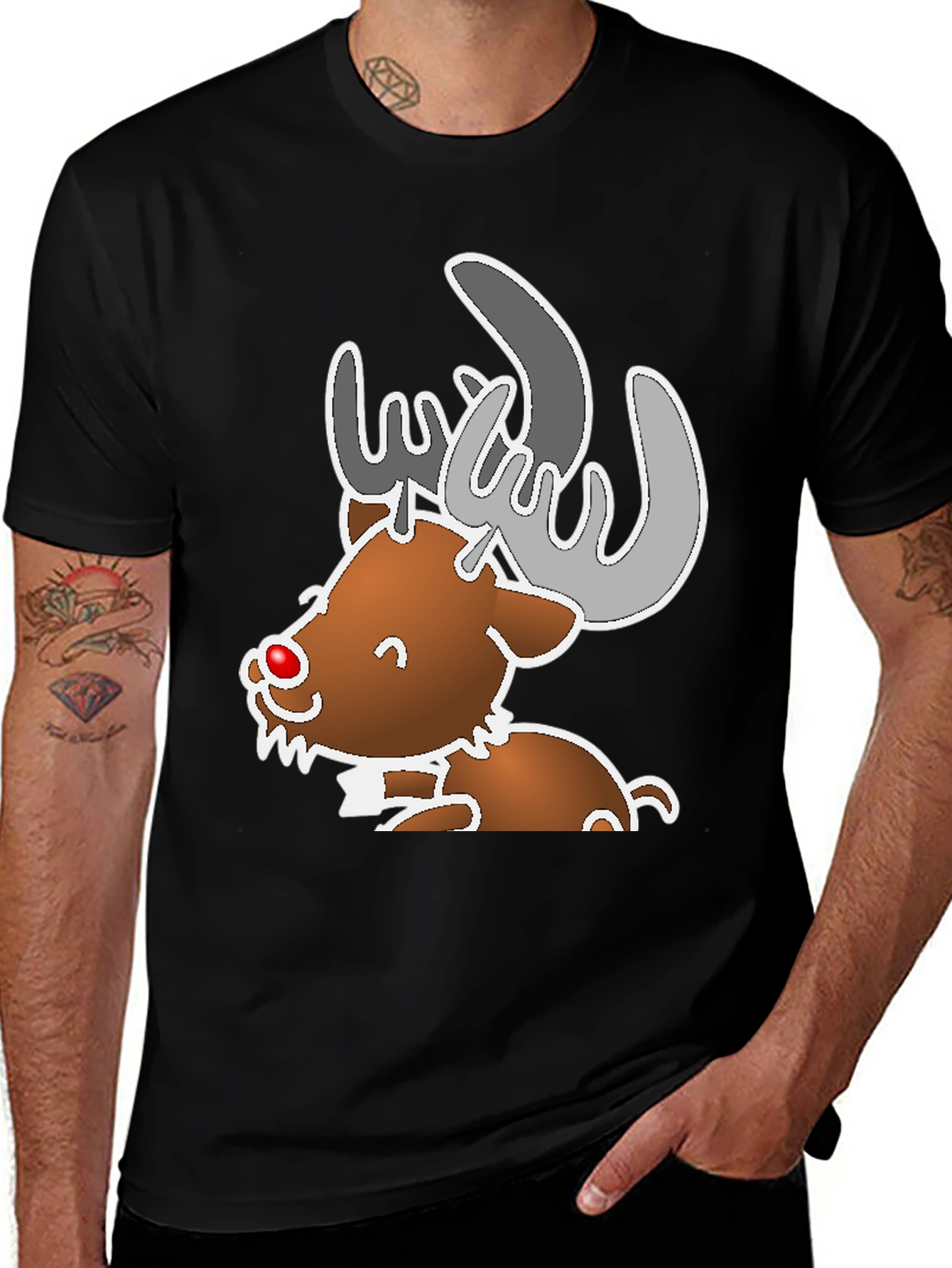 Variant 11 of Cute Reindeer Graphic T-Shirt - Holiday Apparel