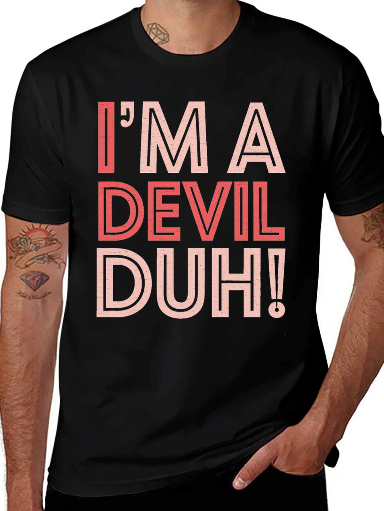 Variant 23 of I'm A Devil Duh! Graphic Tee - Black