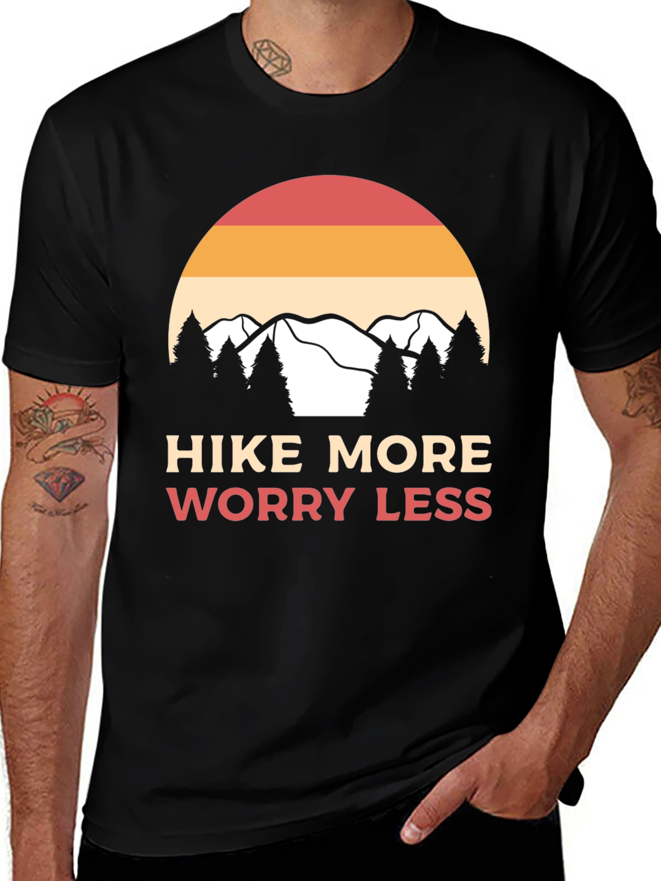 Variant 8 of Hike More Worry Less Graphic Tee - Adventure Ready!