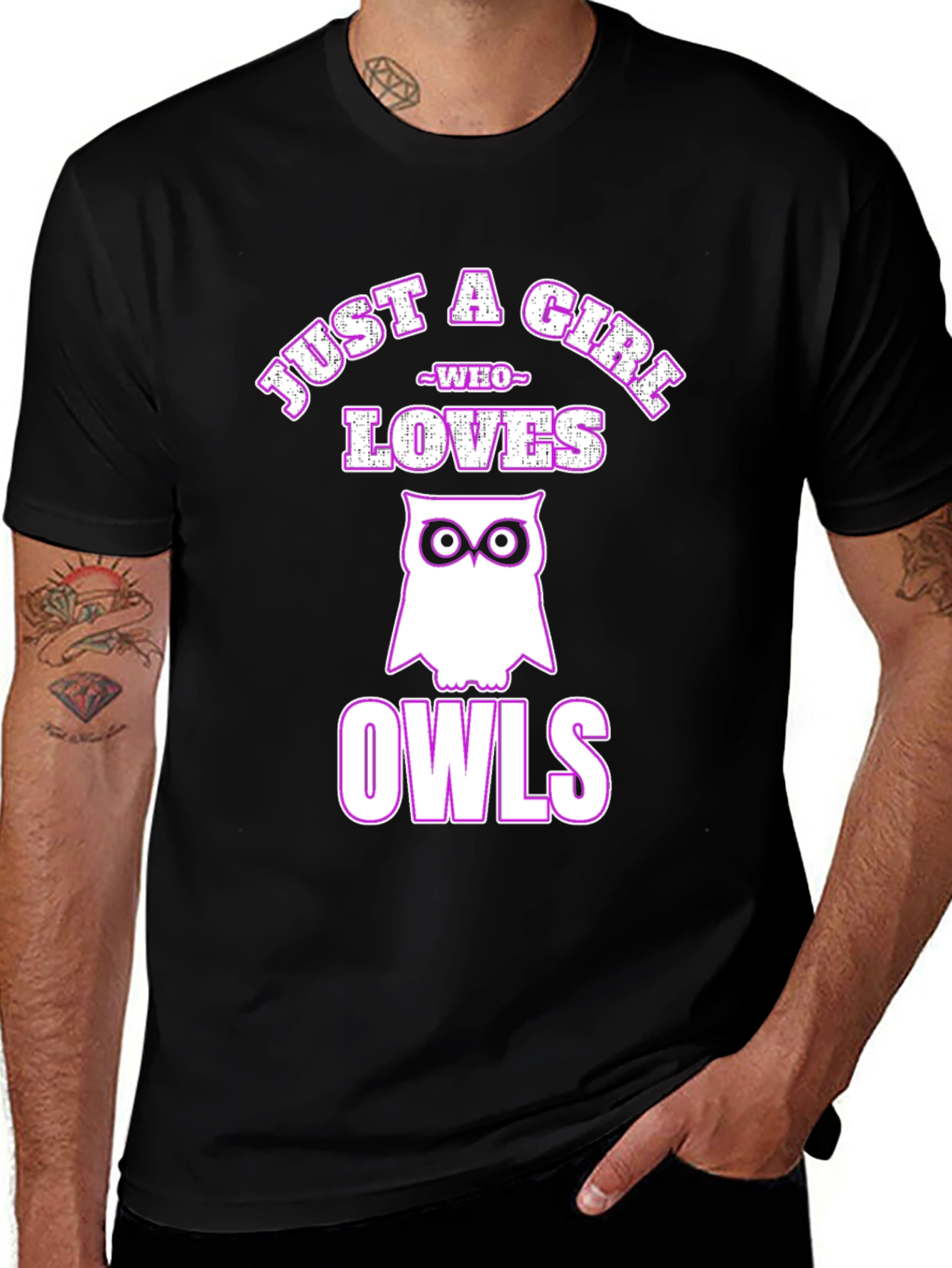 Black Just a Girl Who Loves Owls T-Shirt main image