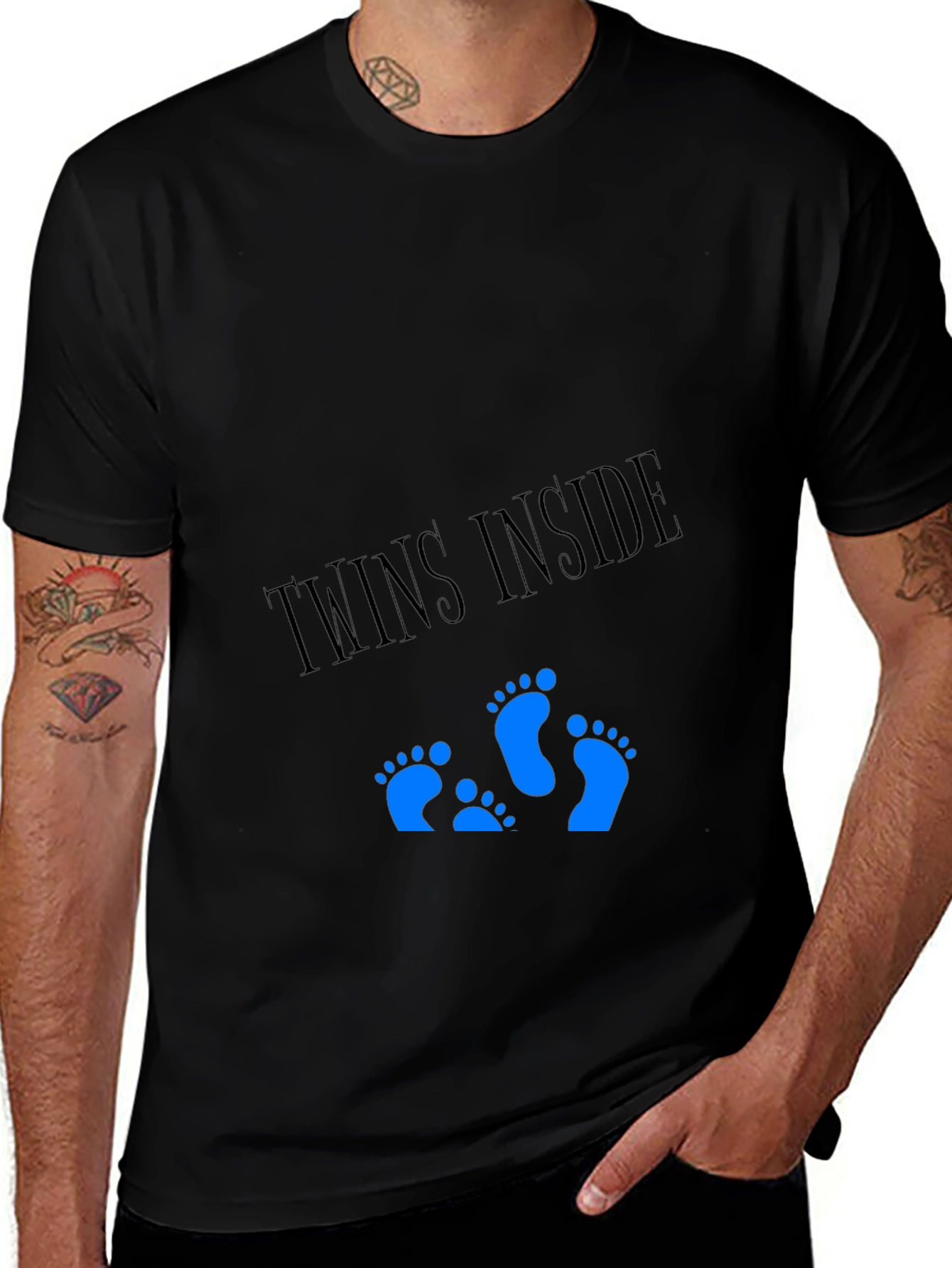 Black Twins Inside T-Shirt - Expecting Dad Tee main image
