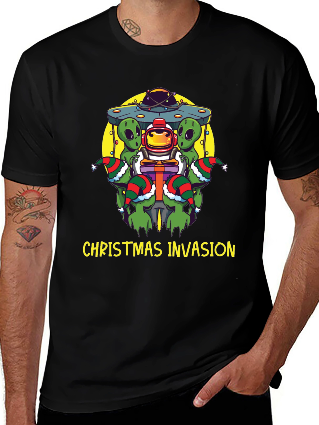 Christmas Invasion T-Shirt: Alien Holiday Fun