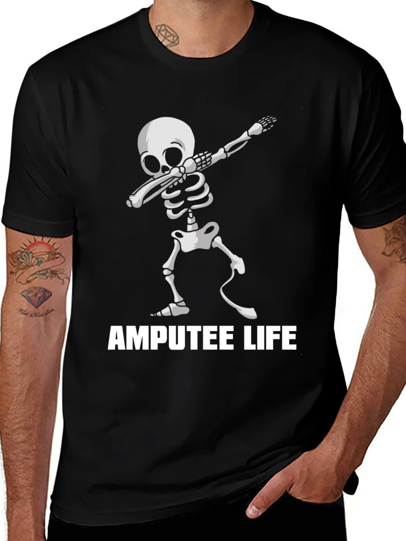 Variant 19 of Amputee Life Dabbing Skeleton Graphic T-Shirt