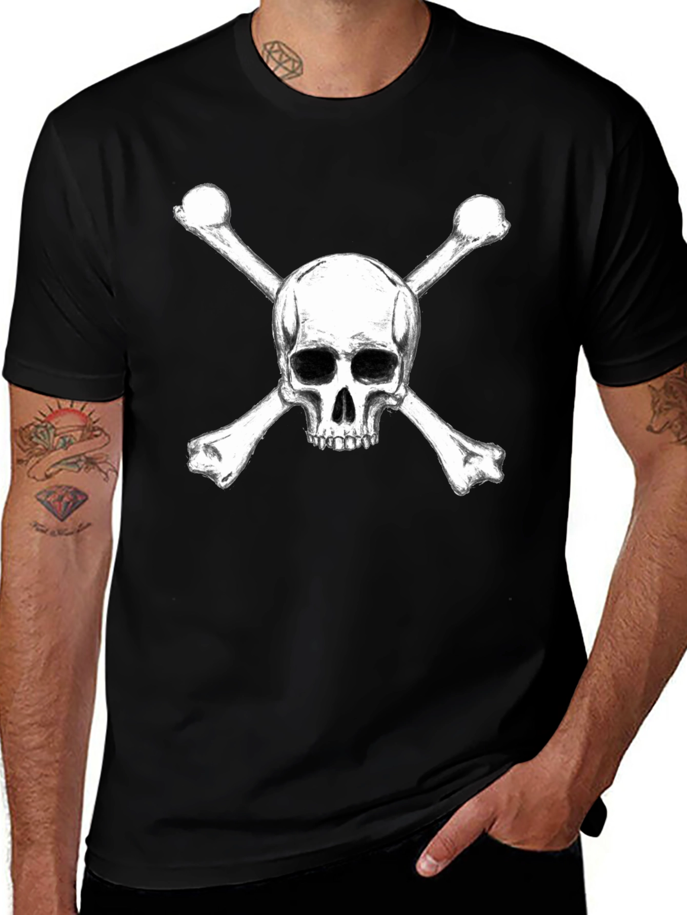 Variant 30 of Skull & Crossbones Graphic T-Shirt - Black