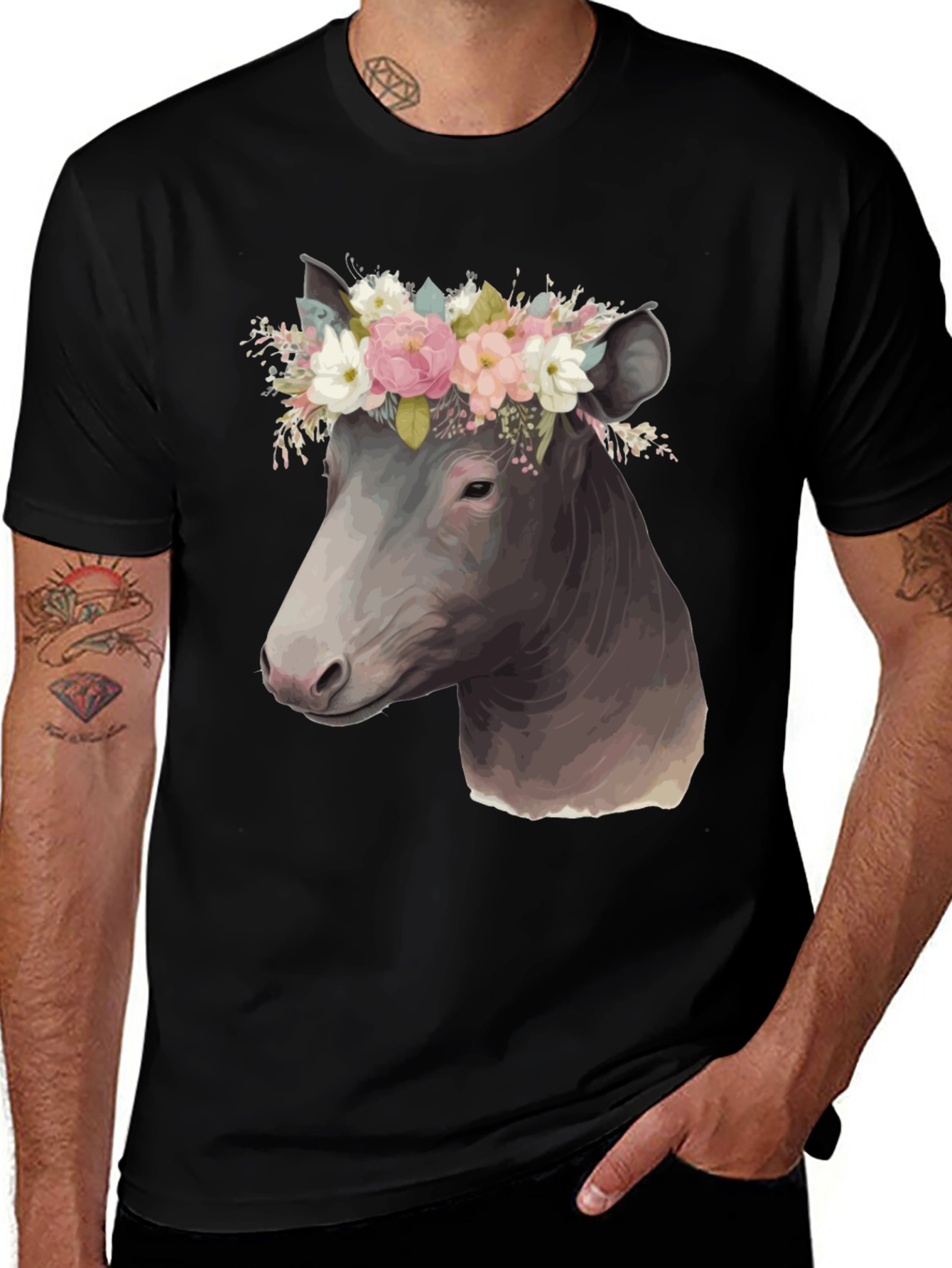Variant 9 of Cow Floral Crown T-Shirt