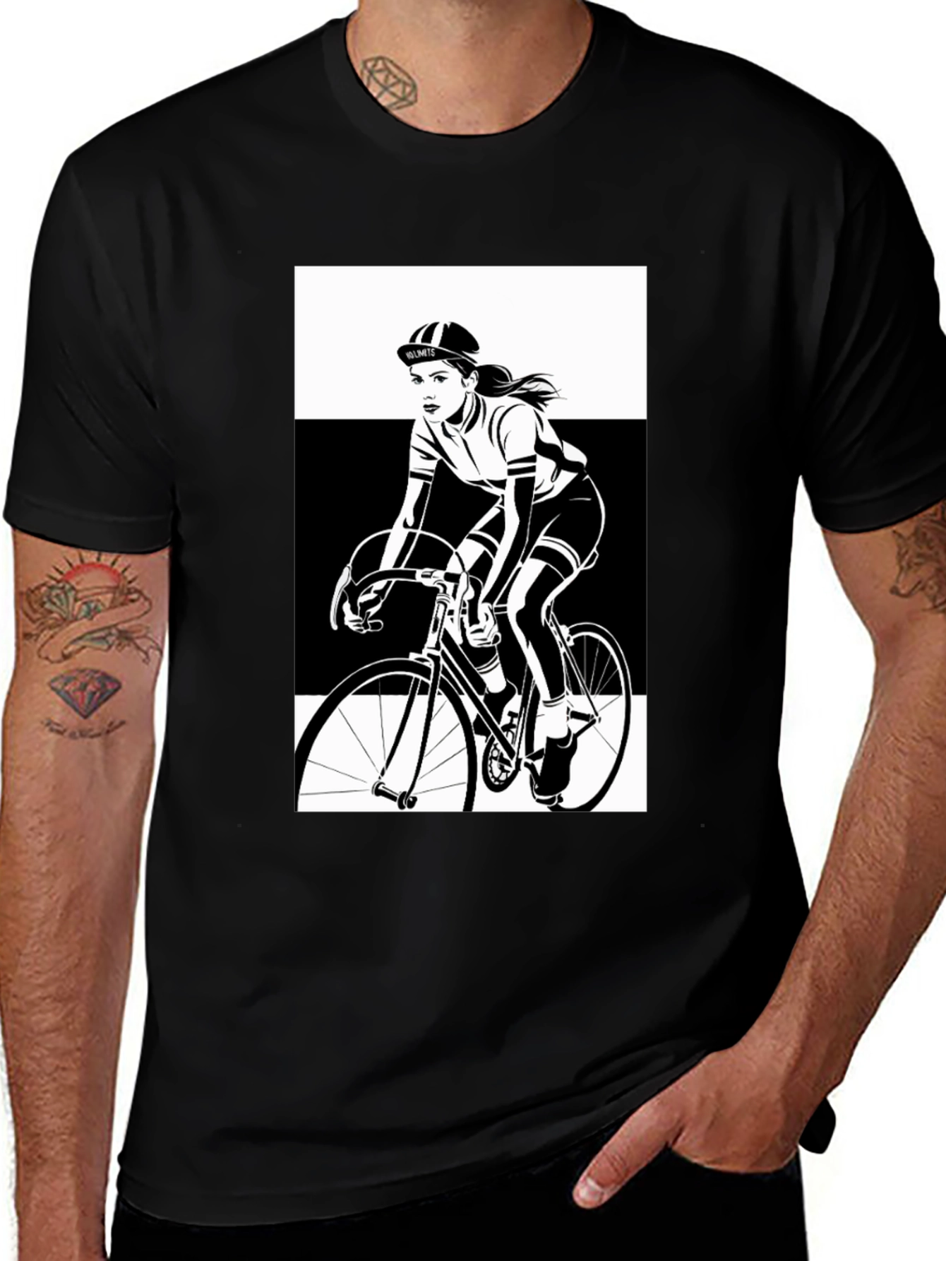 Variant 17 of Black T-Shirt with Cyclist Graphic Tee