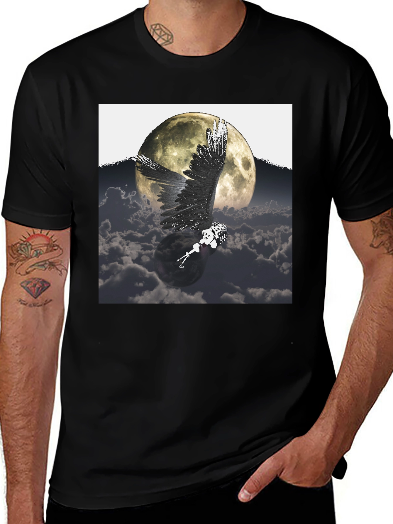 Variant 18 of Winged Microphone Moon Black T-Shirt
