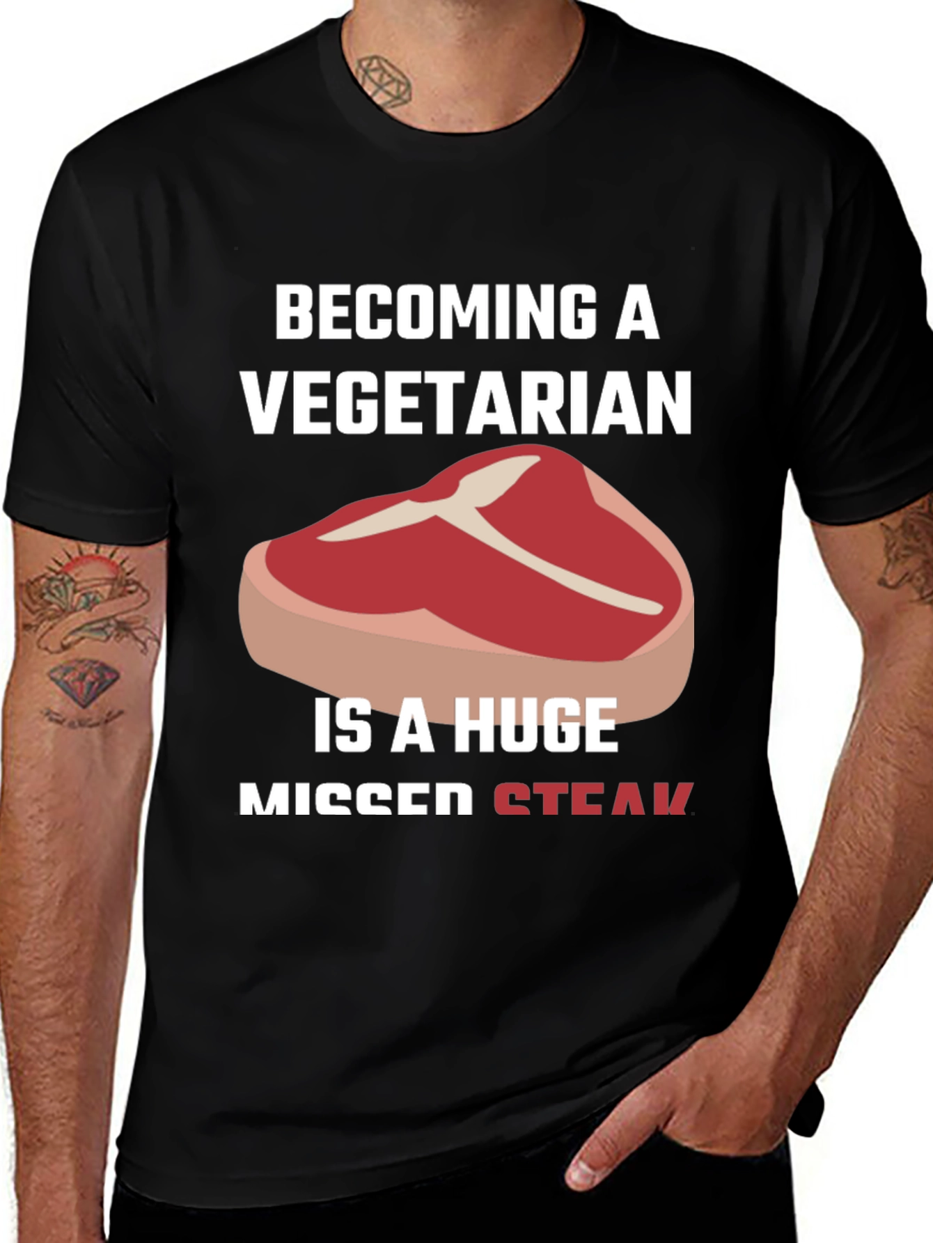 Variant 27 of Vegetarian Missed Steak Humor T-Shirt