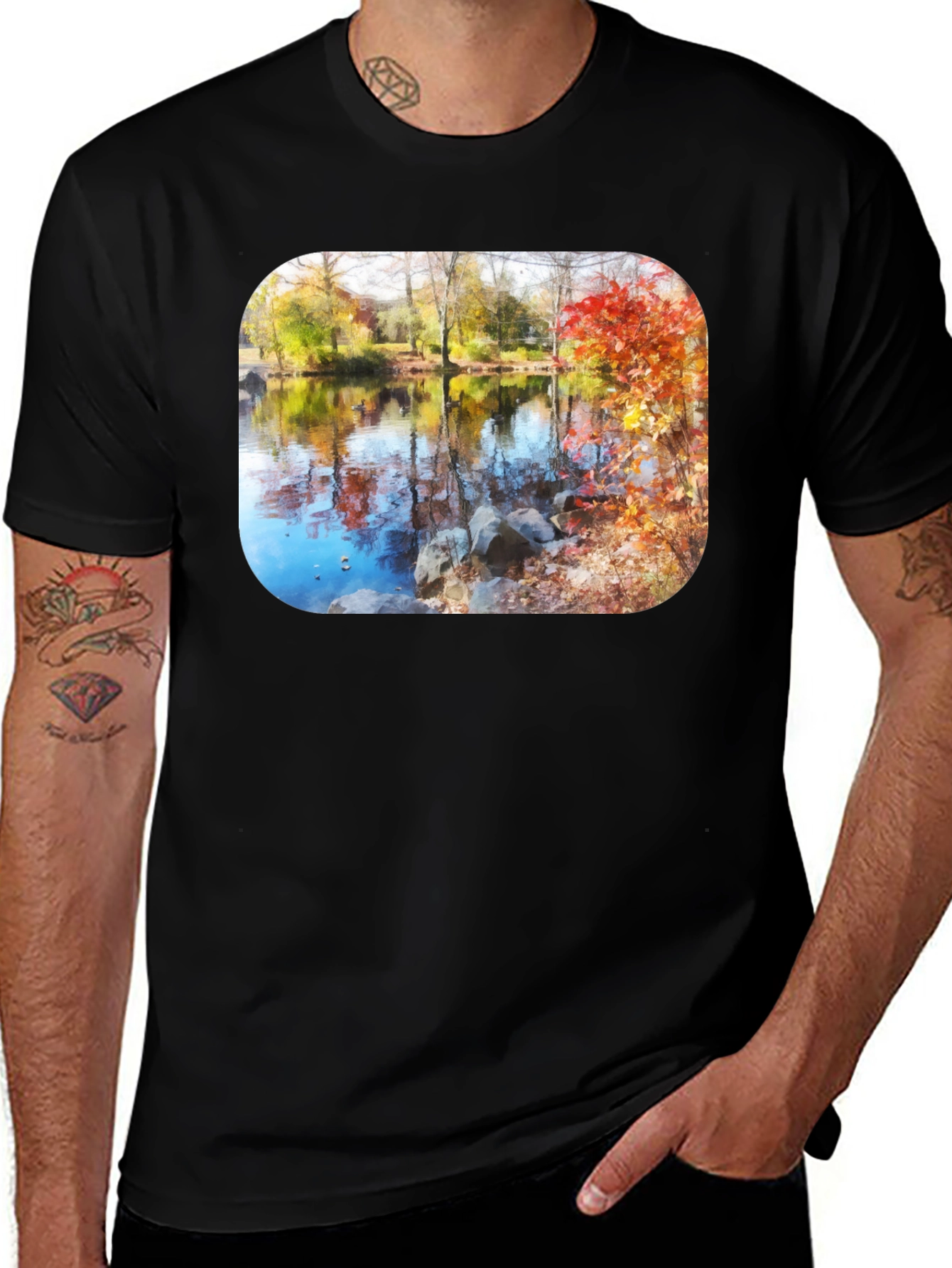Variant 16 of Autumn Lake Scene T-Shirt