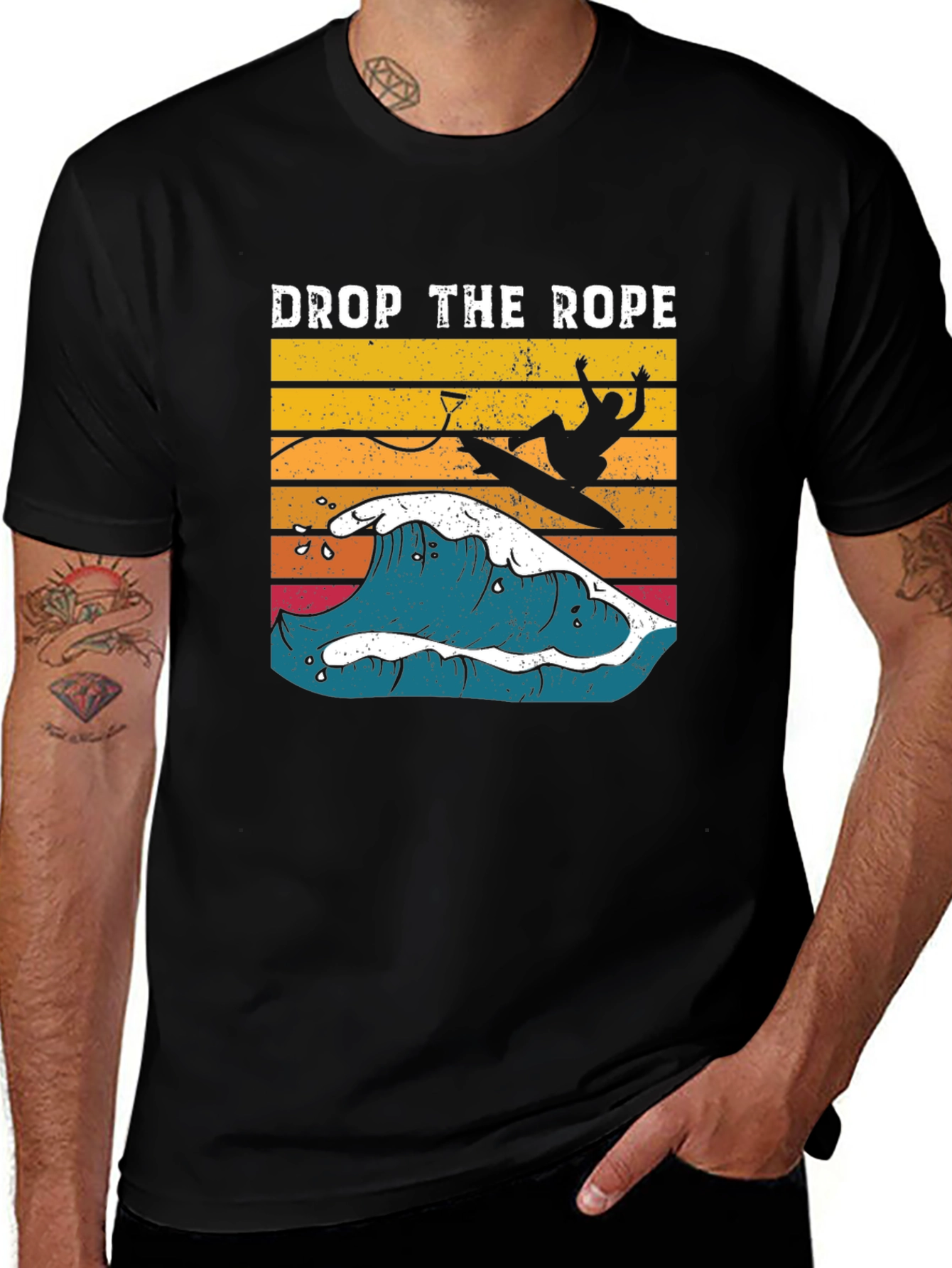 Variant 17 of Drop the Rope Surfing T-Shirt - Retro Wave Design