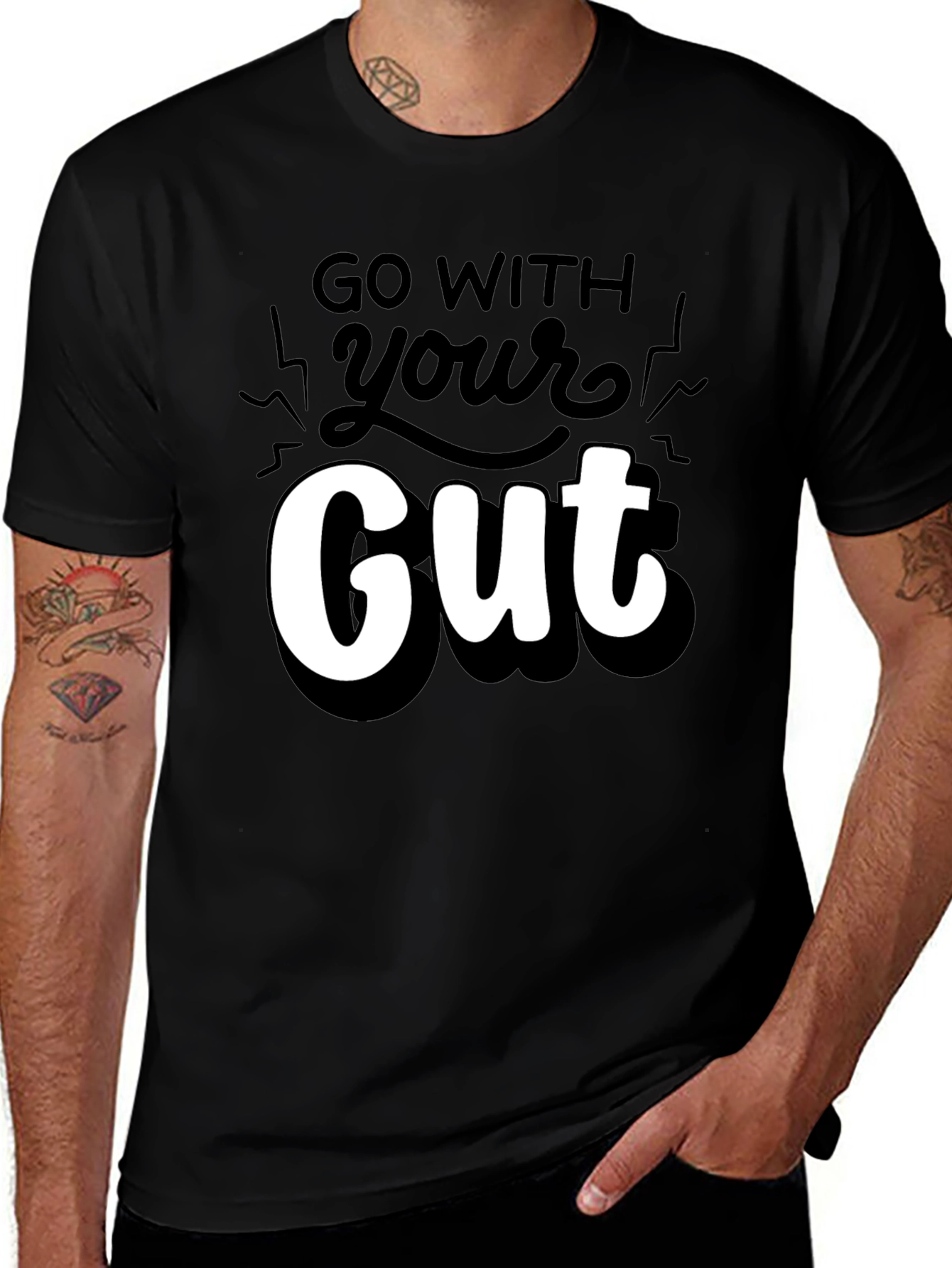 Variant 23 of Go With Your Gut Graphic T-Shirt - Black