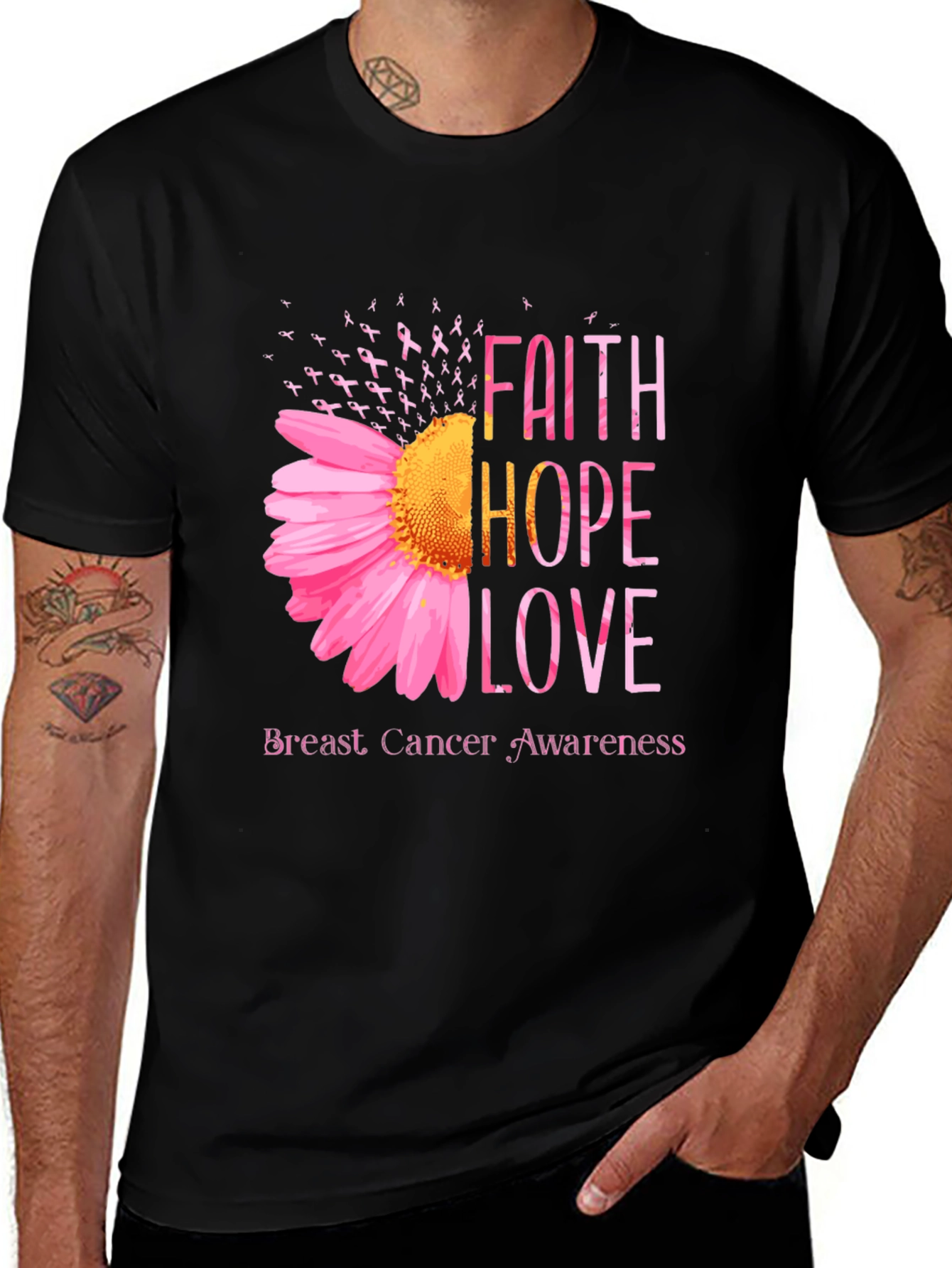 Variant 16 of Faith Hope Love Breast Cancer Awareness T-Shirt
