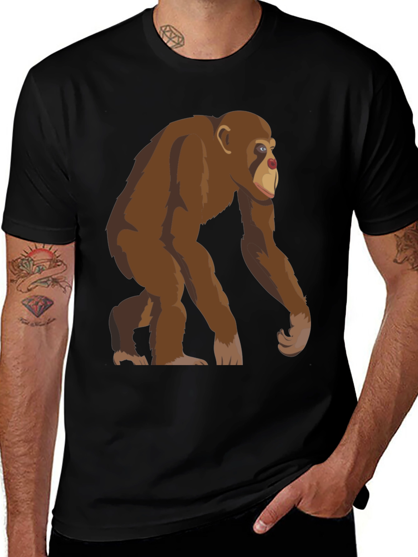 Variant 14 of Chimpanzee Graphic Tee - Black T-Shirt